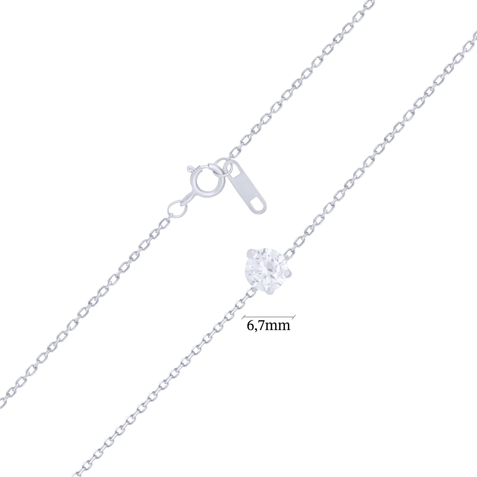 Серебряная цепочка с подвесным фианитом якорного плетения - 1685555 – изображение 3