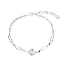 Браслет из серебра "Клевер" в двойном плетение - 2127309