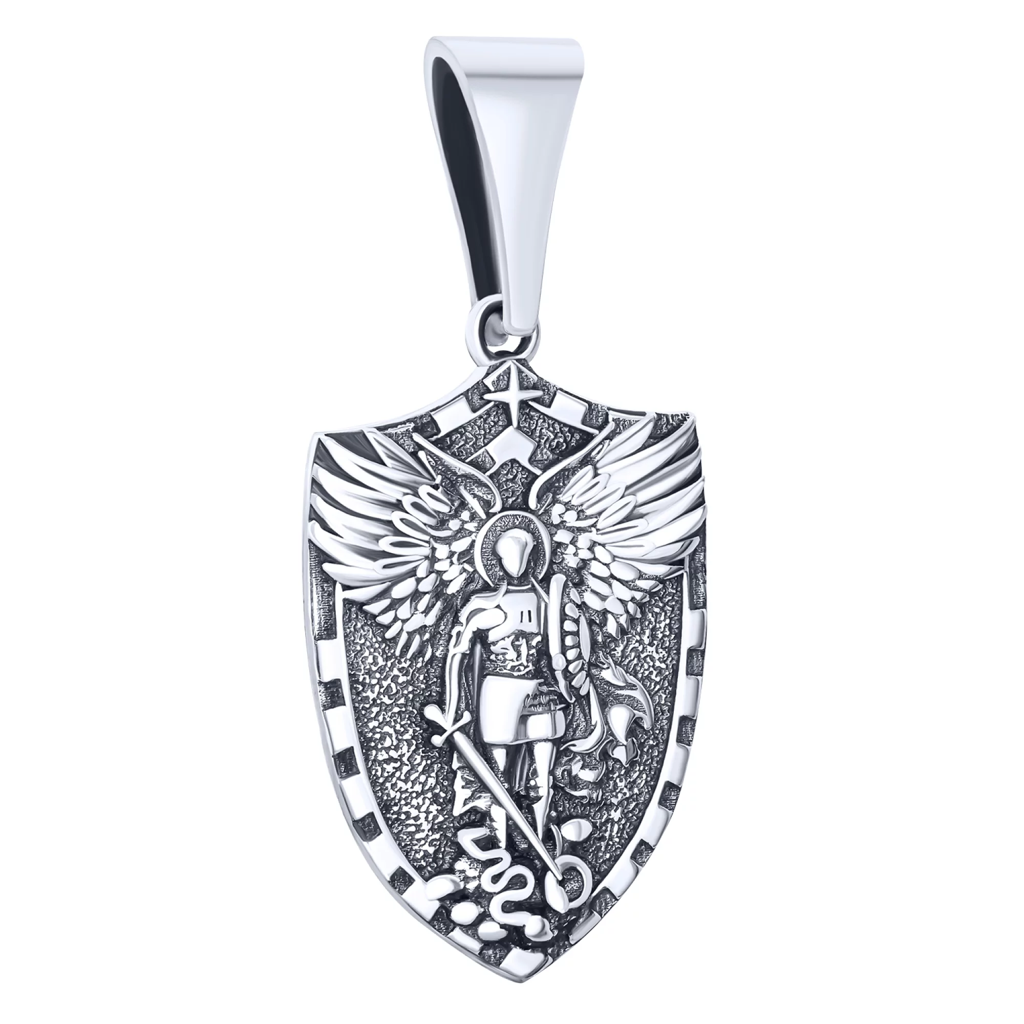 Ладанка зі срібла "Архангел Михаїл" з чорнінням - 1680737 – зображення 1