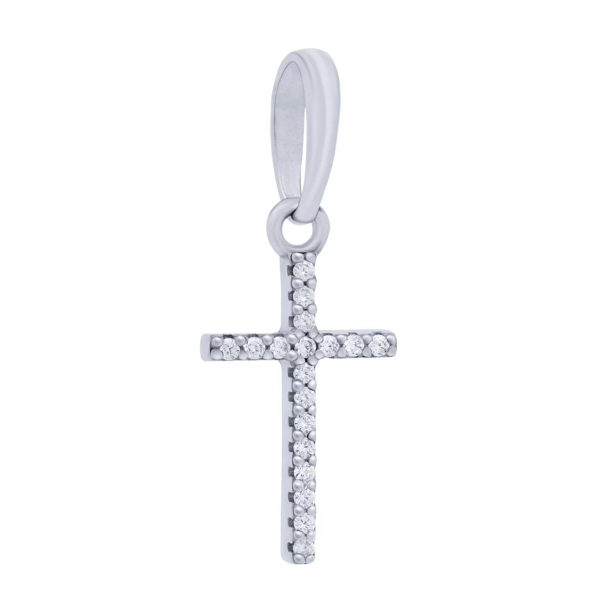 Срібний хрестик з доріжкою фіанітів - 1684967 – зображення 1