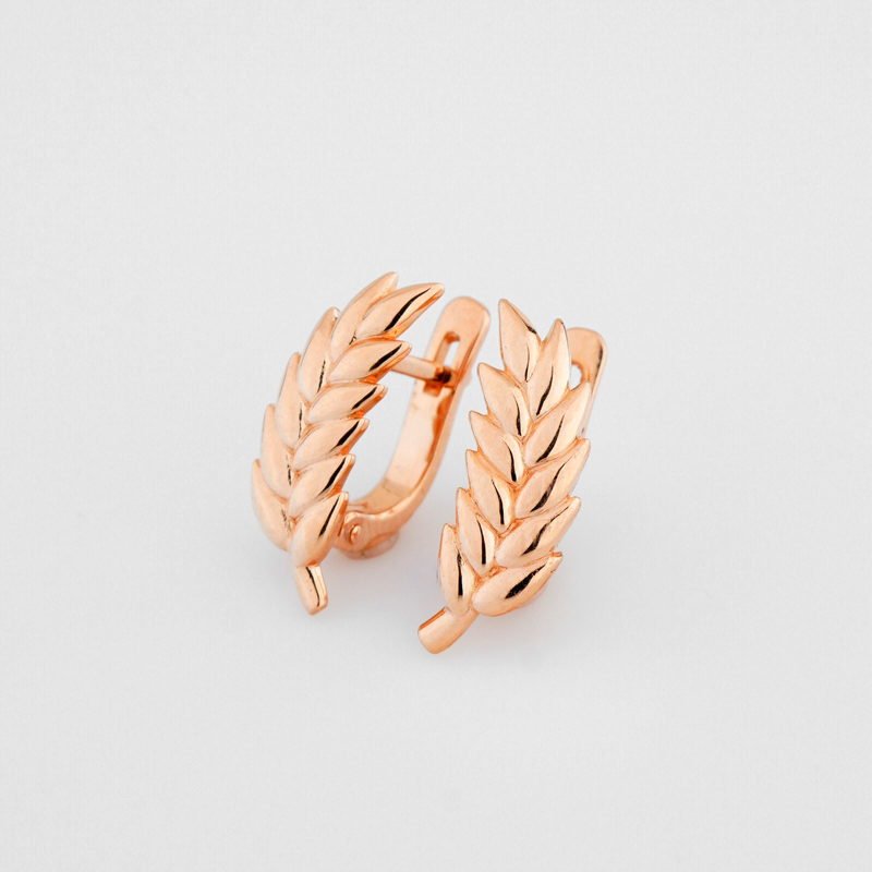 Серьги "Колосок" из красного золота  - 2267708