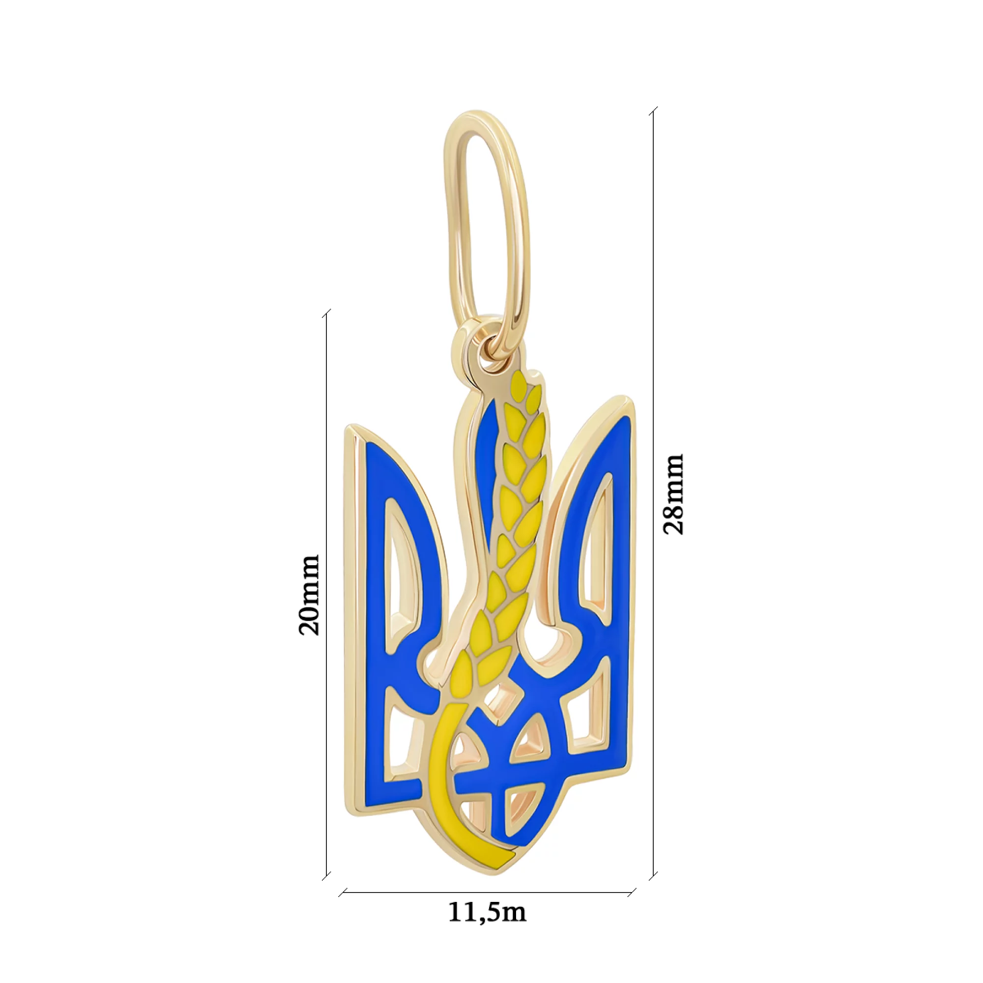 Підвіска з червоного золота з емаллю тризуб-"Герб України" - 1408635 – зображення 2