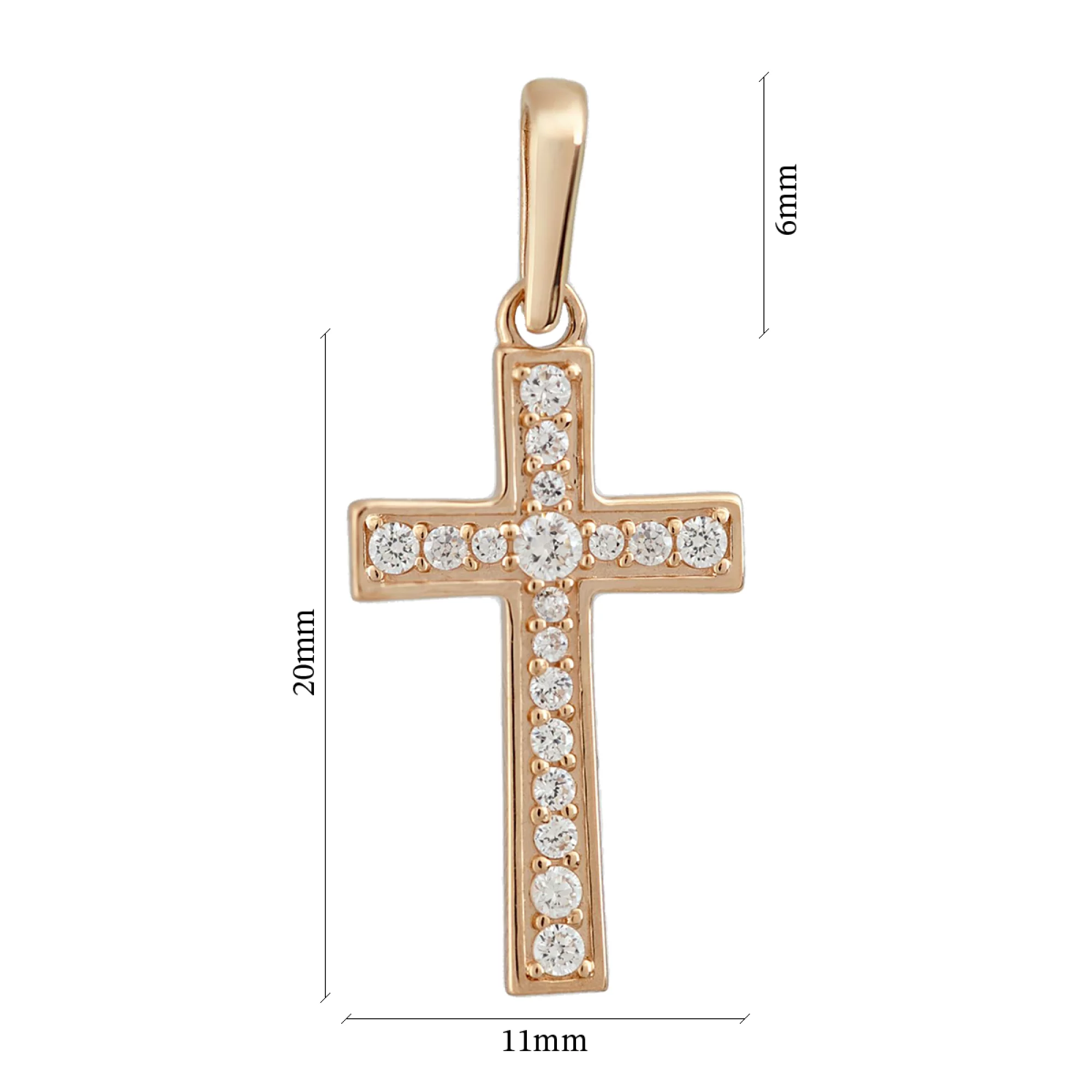 Золотой крестик с фианитом - 402142 – изображение 3