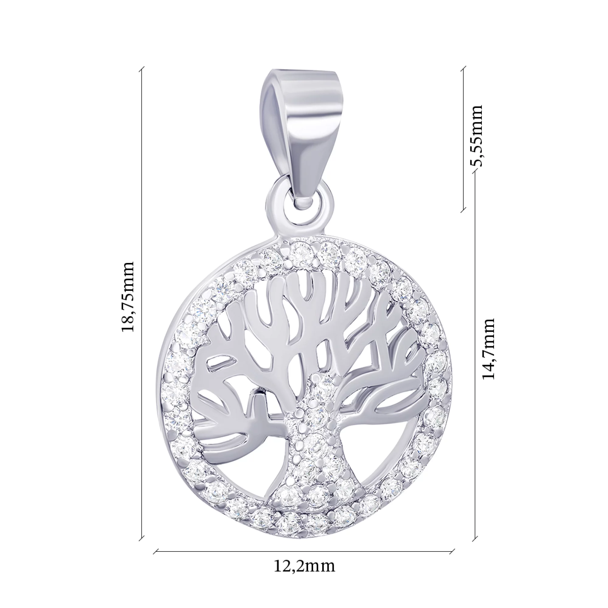 Підвіска срібна з фіанітом Дерево життя - 896669 – зображення 2