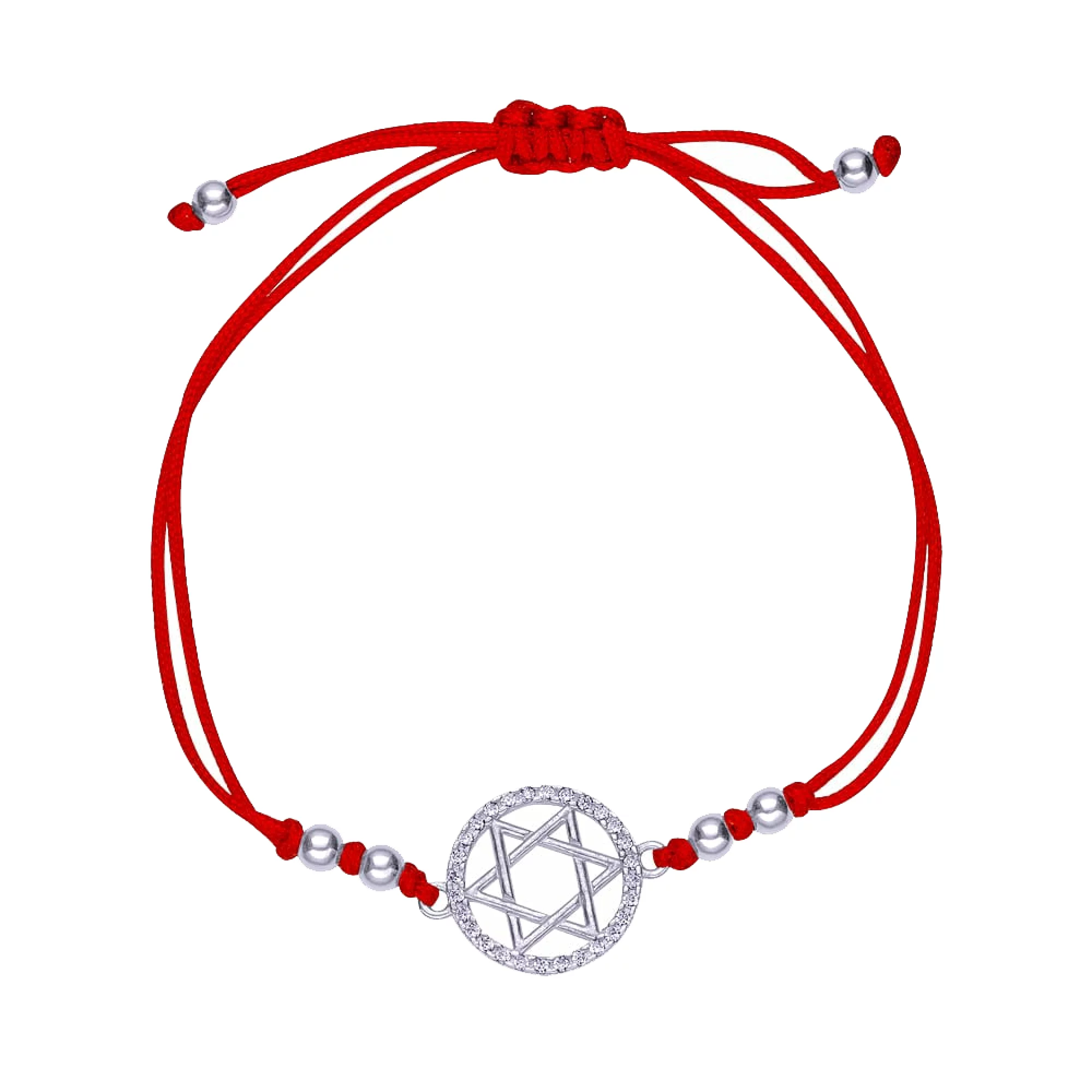 Красная нить с серебряной вставкой и цирконием - 457913 – изображение 1