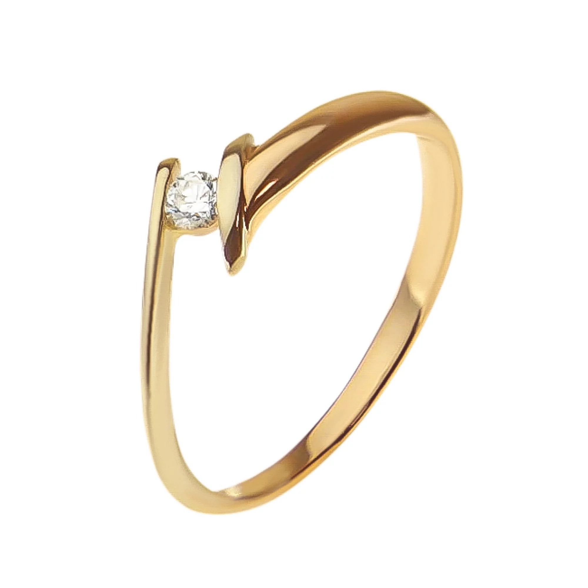 Золотое кольцо с бриллиантом - 521667 – изображение 1