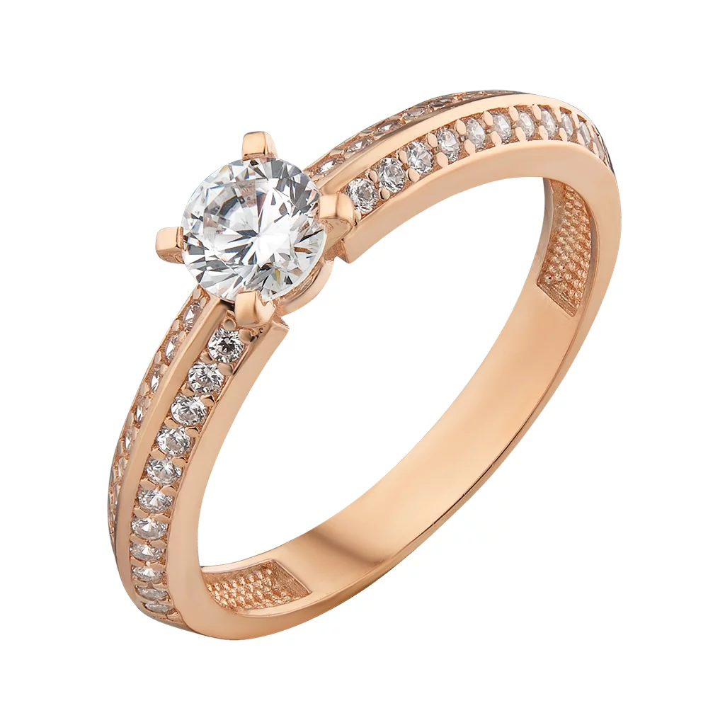 Золотое кольцо с фианитом. Артикул 1191556101: цена, отзывы, фото – купить в интернет-магазине AURUM