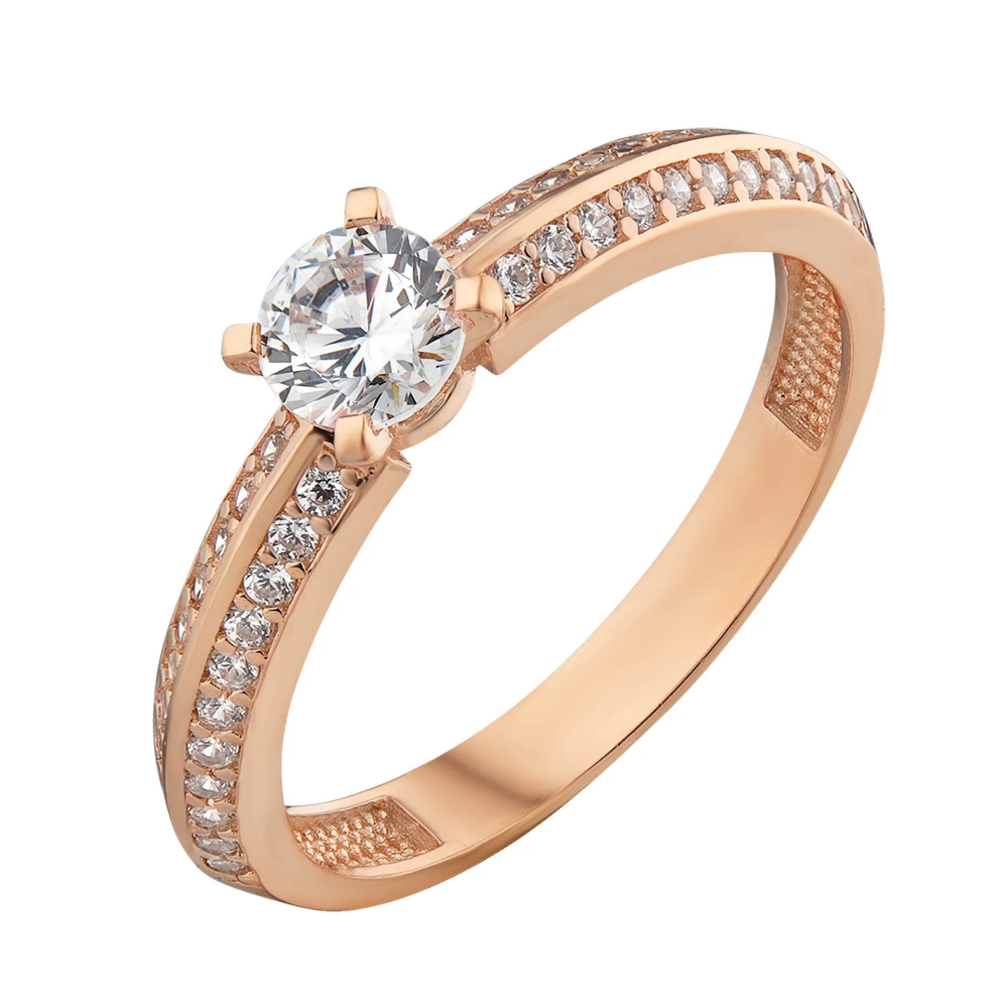 Золотое кольцо с фианитом - 538764 – изображение 1