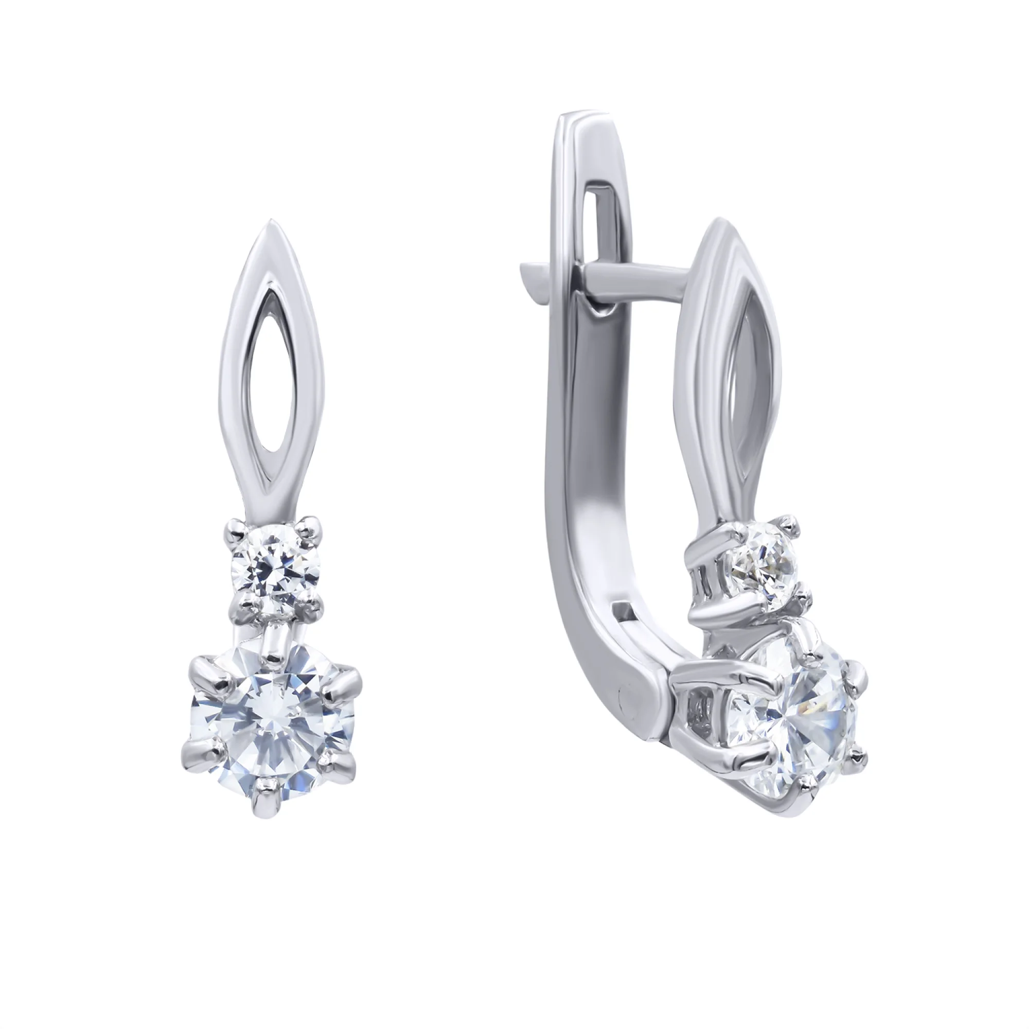 Серебряные серьги с цирконием - 586046 - 1