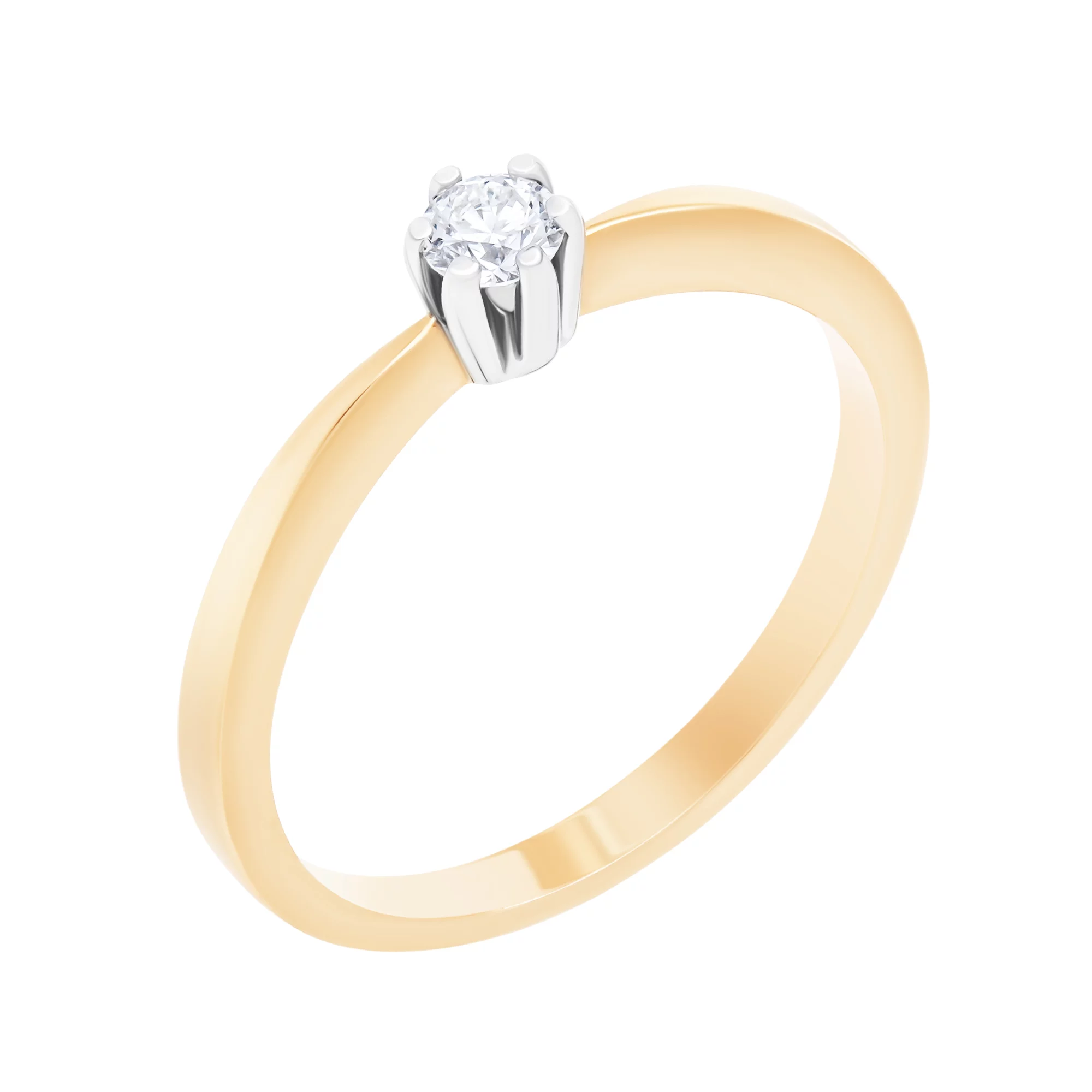 Каблучка на заручини з комбінованого золота з діамантом - 1760936 – зображення 1