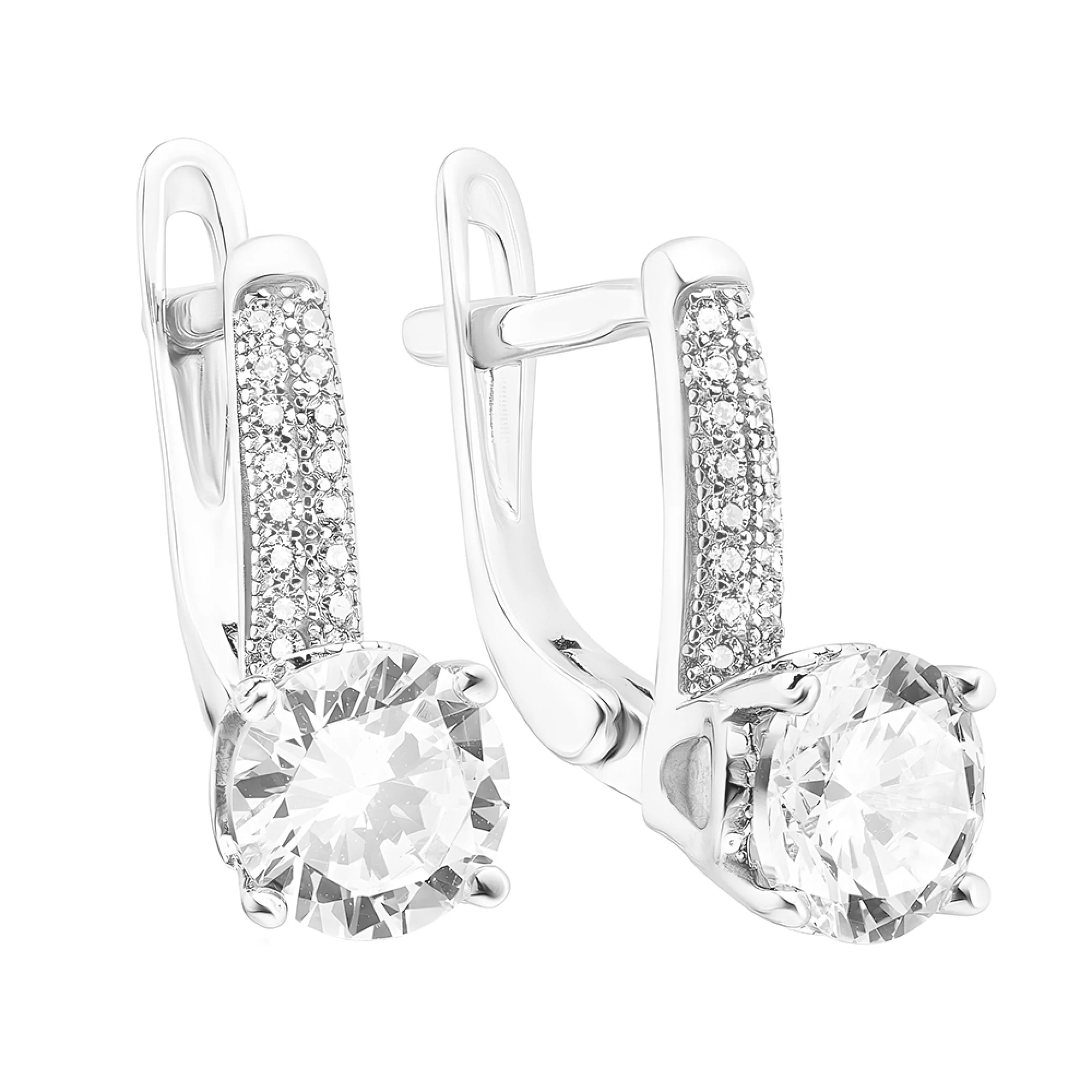 Серьги из серебра с фианитами - 1534349 - 1