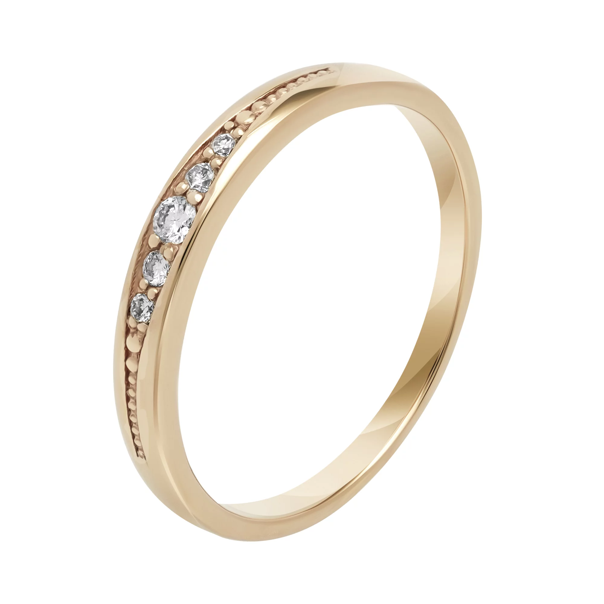 Кольцо из красного золота с дорожкой бриллиантов - 1760907 – изображение 1
