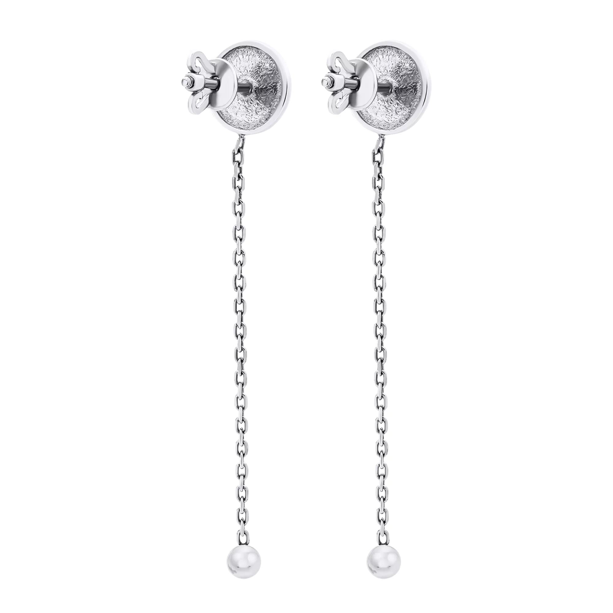 Серебряные серьги-гвоздики с подвесками "Геометрия" - 1548939 – изображение 2