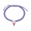 Шовковий дитячий браслет з підвісом "Мишка" у червоному золоті з фіанітом та емаллю - 1971963