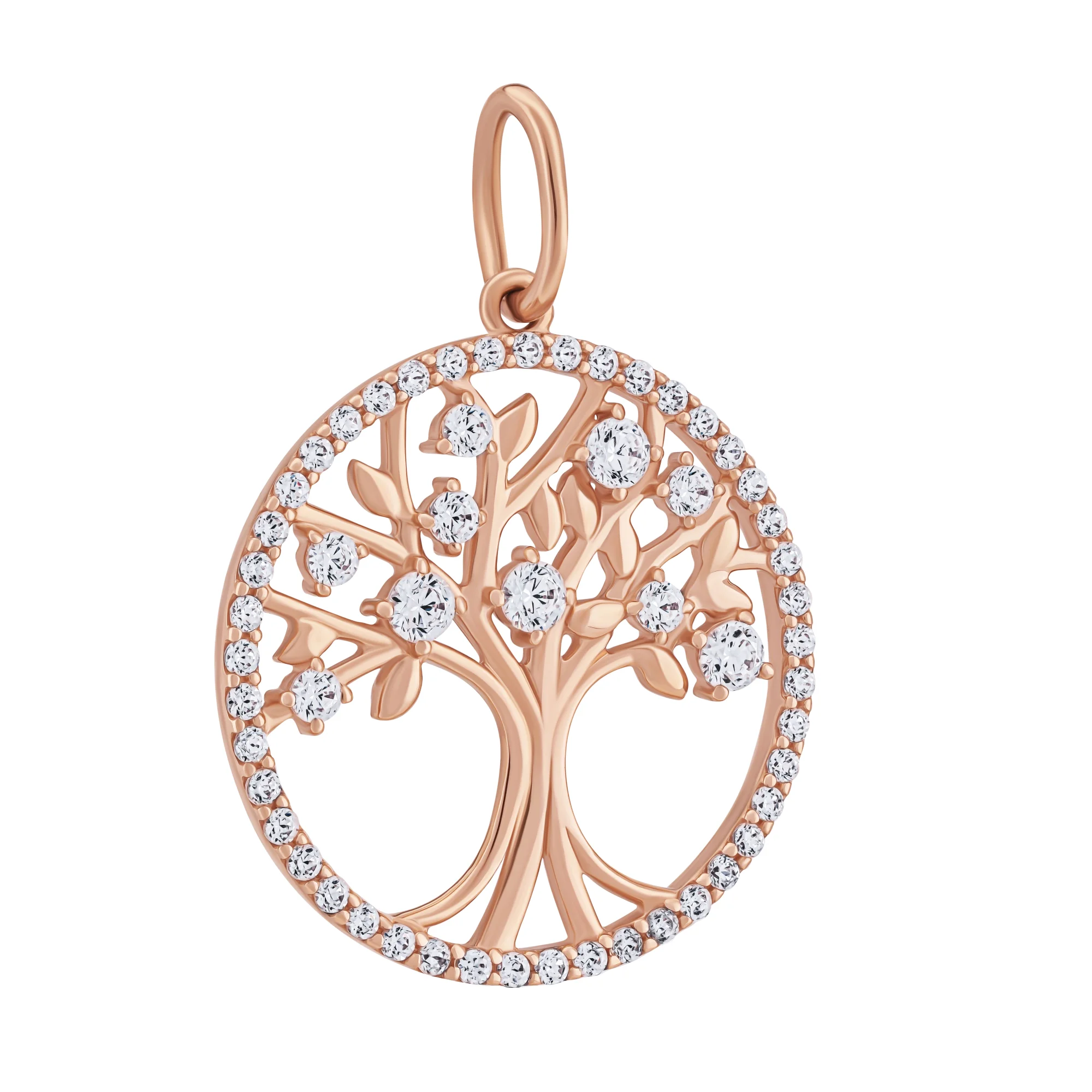 Підвіс "Дерево Життя" з червоного золота з фіанітами - 971573 - 1