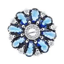 Брошка срібна з сапфірами "Квіточка" - 1525184