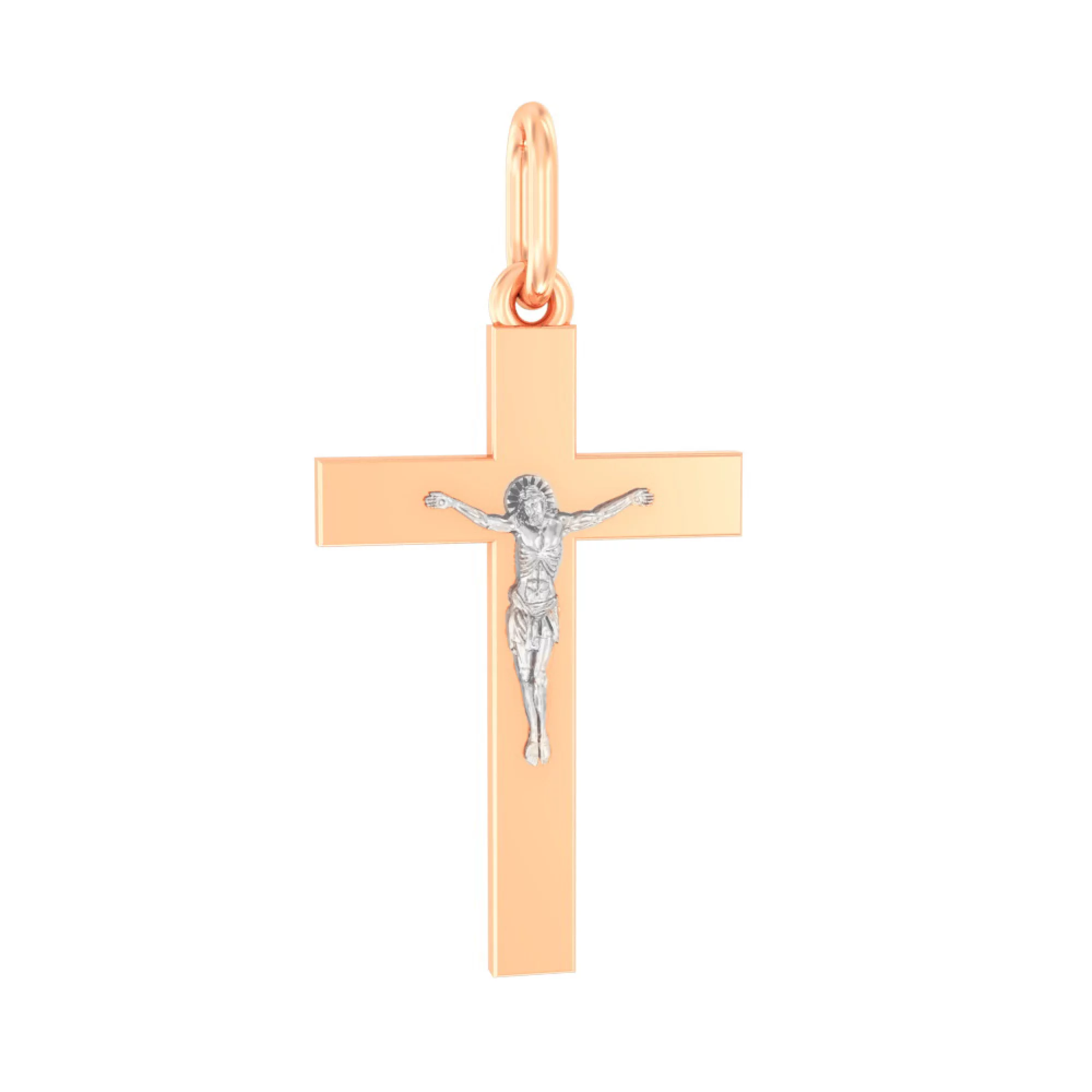 Хрестик з комбінованого золота - 964197 – зображення 1