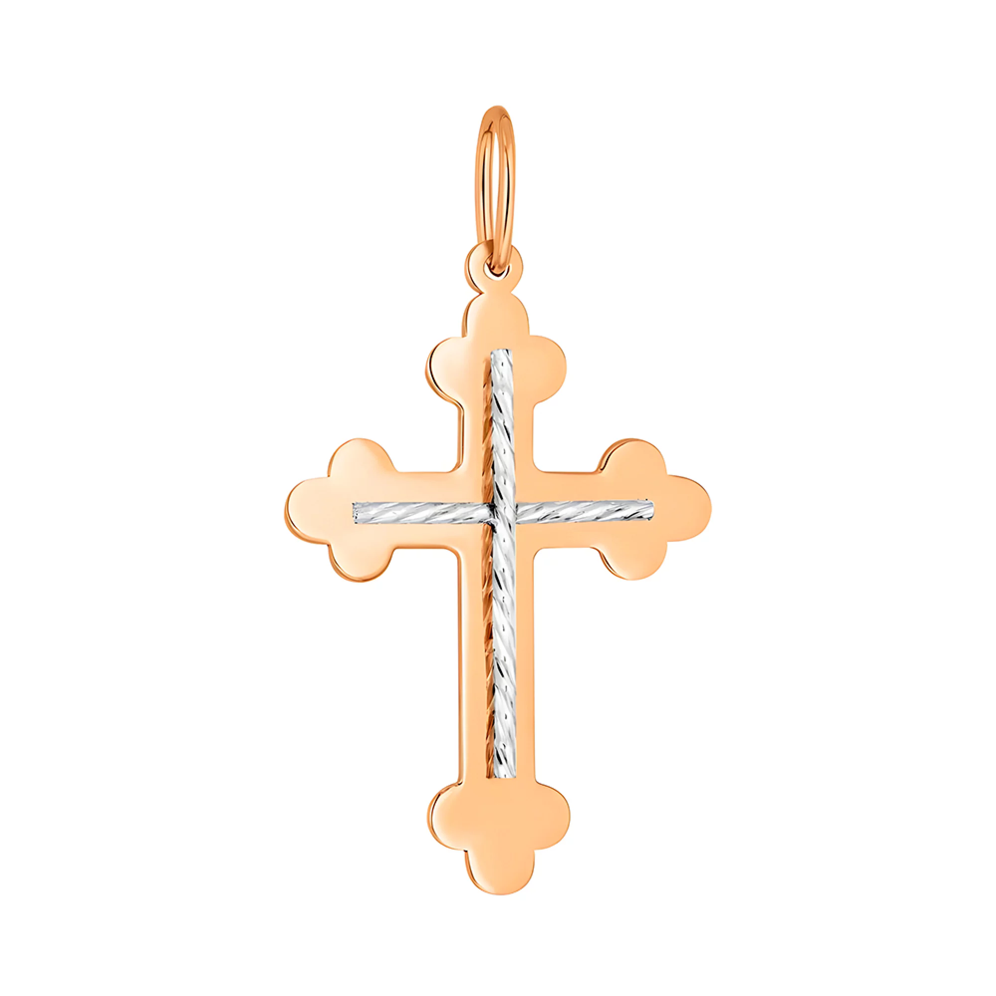 Крестик из красного и белого золота  - 1524109 – изображение 1