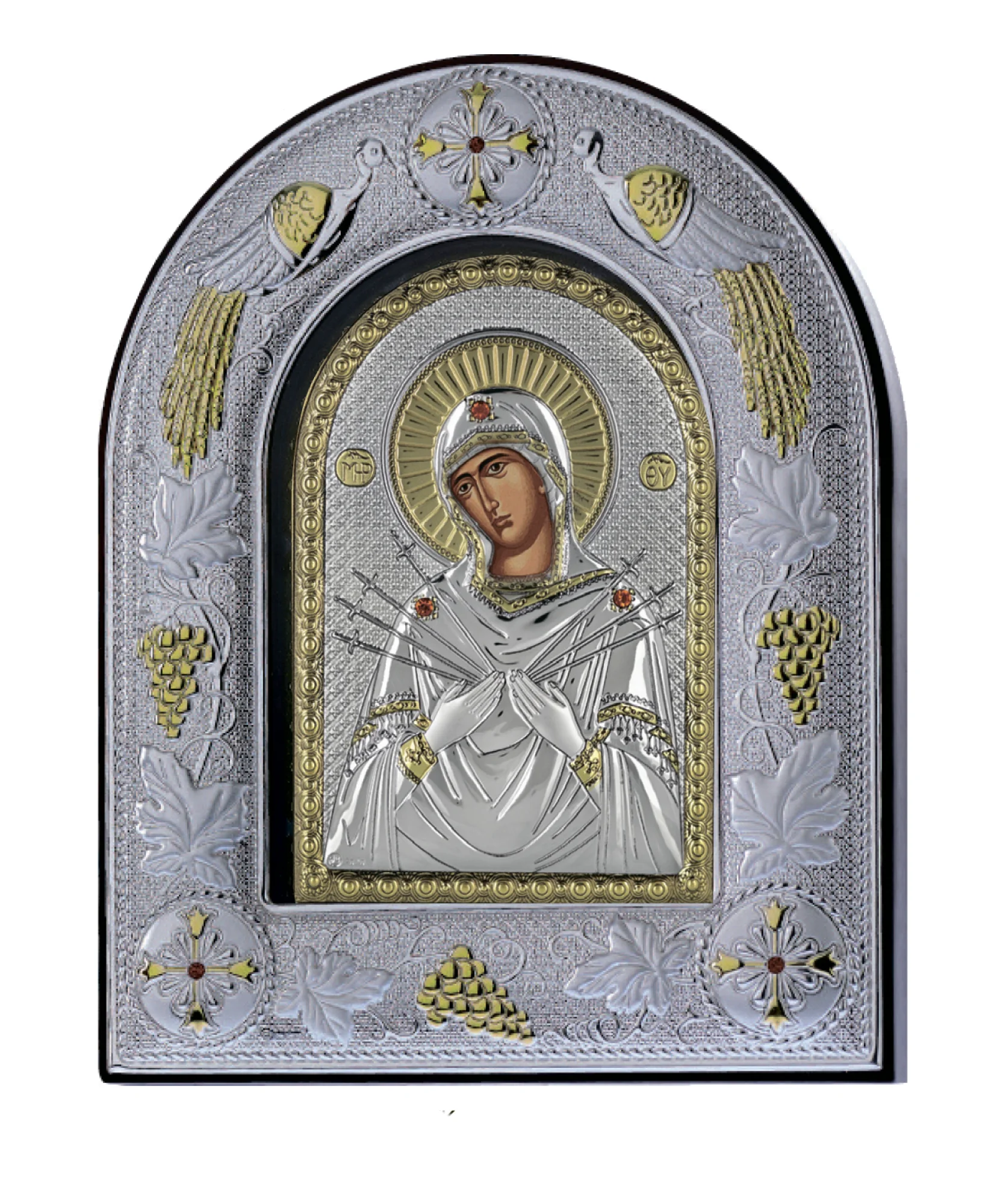 Икона серебряная "Богородица Семистрельная" - 963423 - 1
