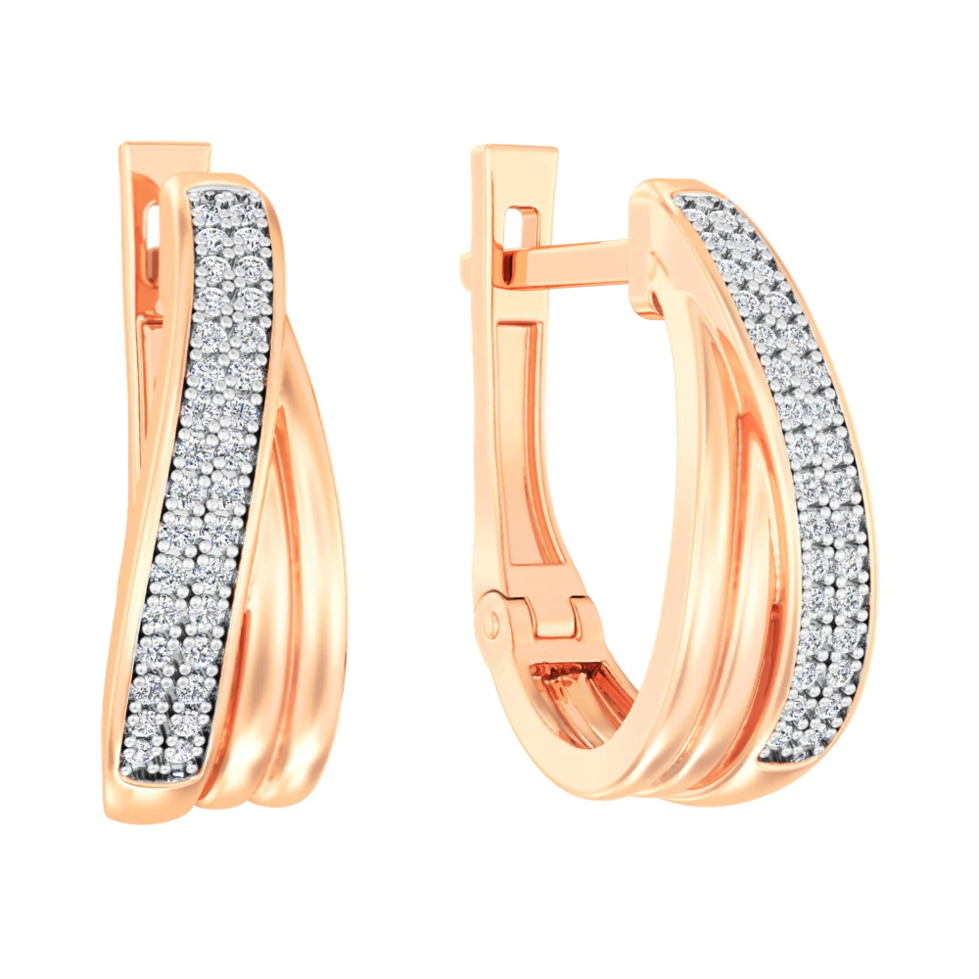 Сережки из красного золота с фианитами - 965254 - 1