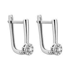 Серьги в белом золоте "Цветок" с бриллиантами - 2140177