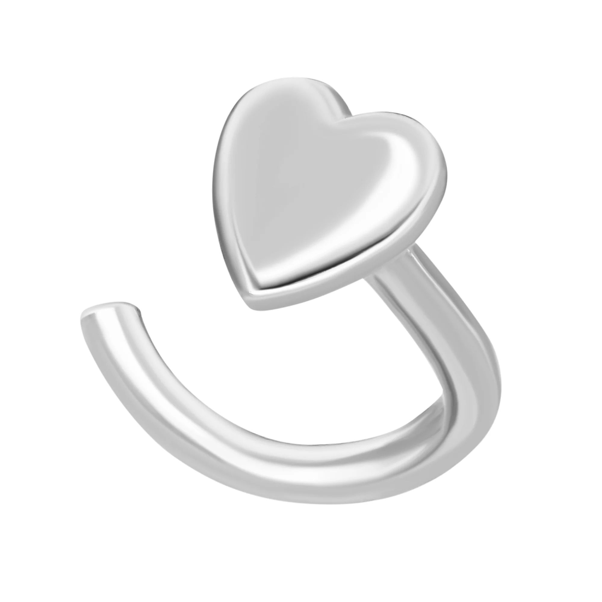 Серебряный пирсинг в нос "Сердце" - 1565373 – изображение 1