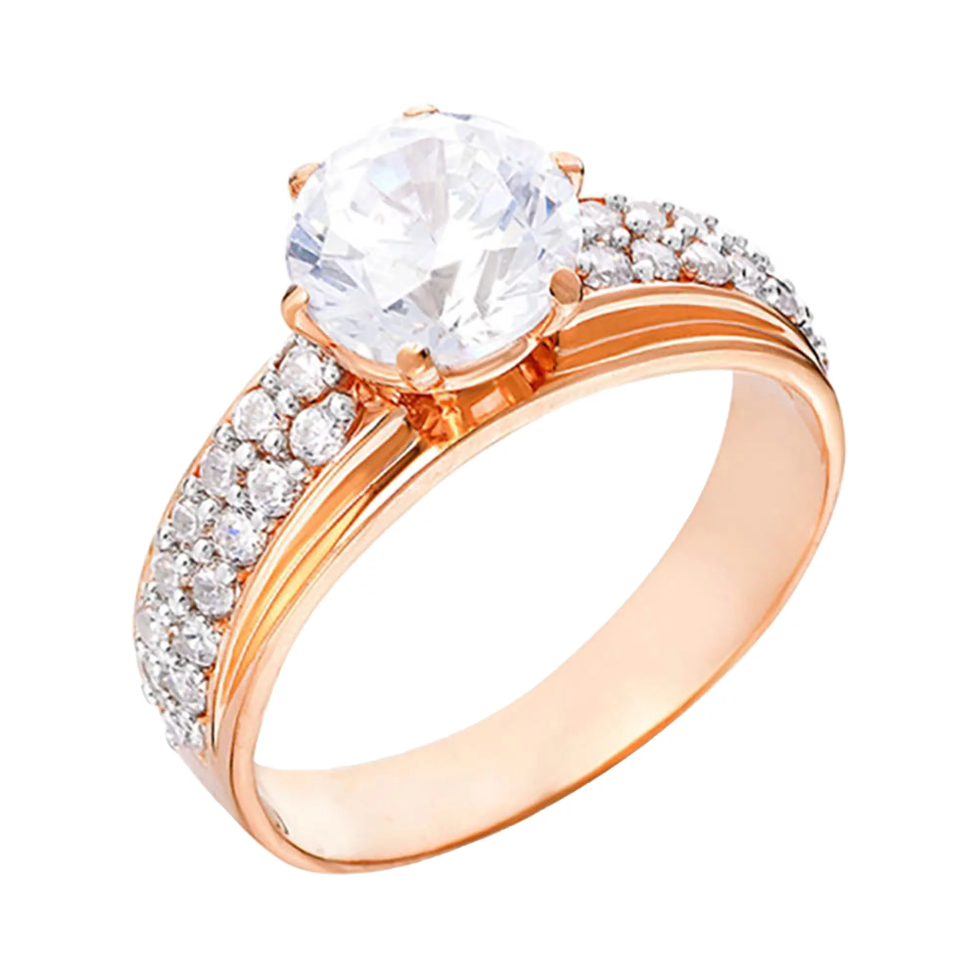 Золотое кольцо с фианитом - 569324 – изображение 1