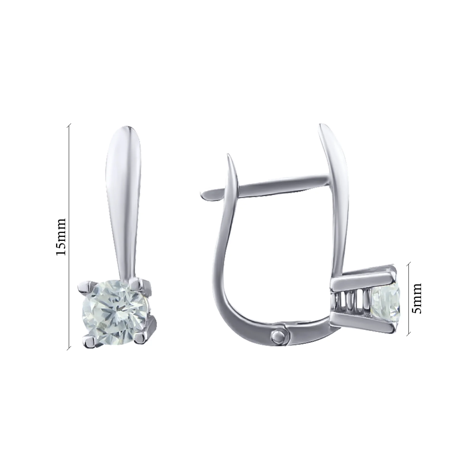 Серьги из белого золота с цирконием - 603957 - 2