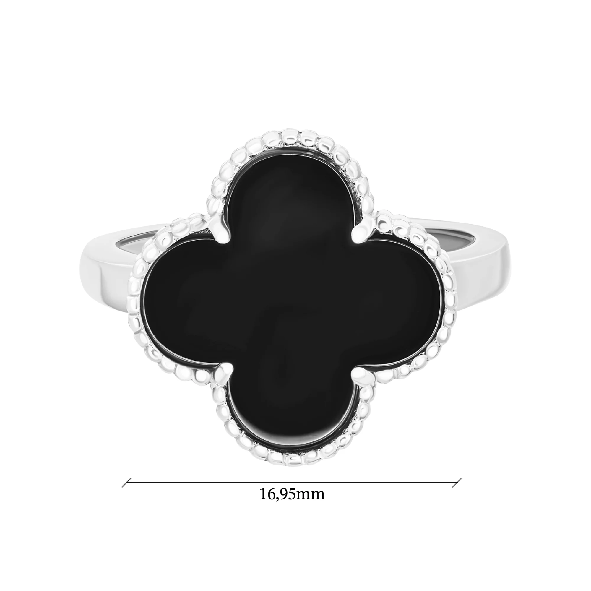 Серебряное кольцо с агатом "Клевер" - 1593735 – изображение 3