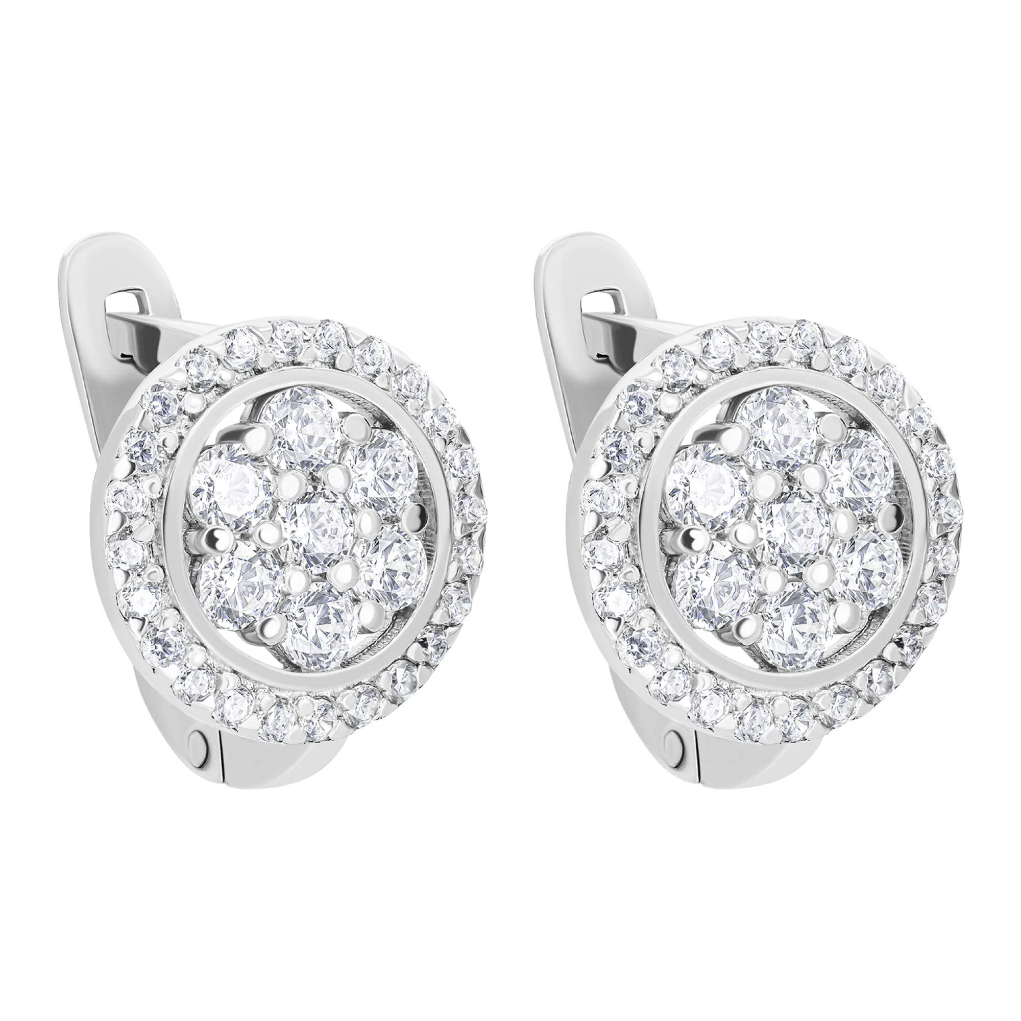 Серьги из серебра "Цветок" с фианитами - 1594185 - 1
