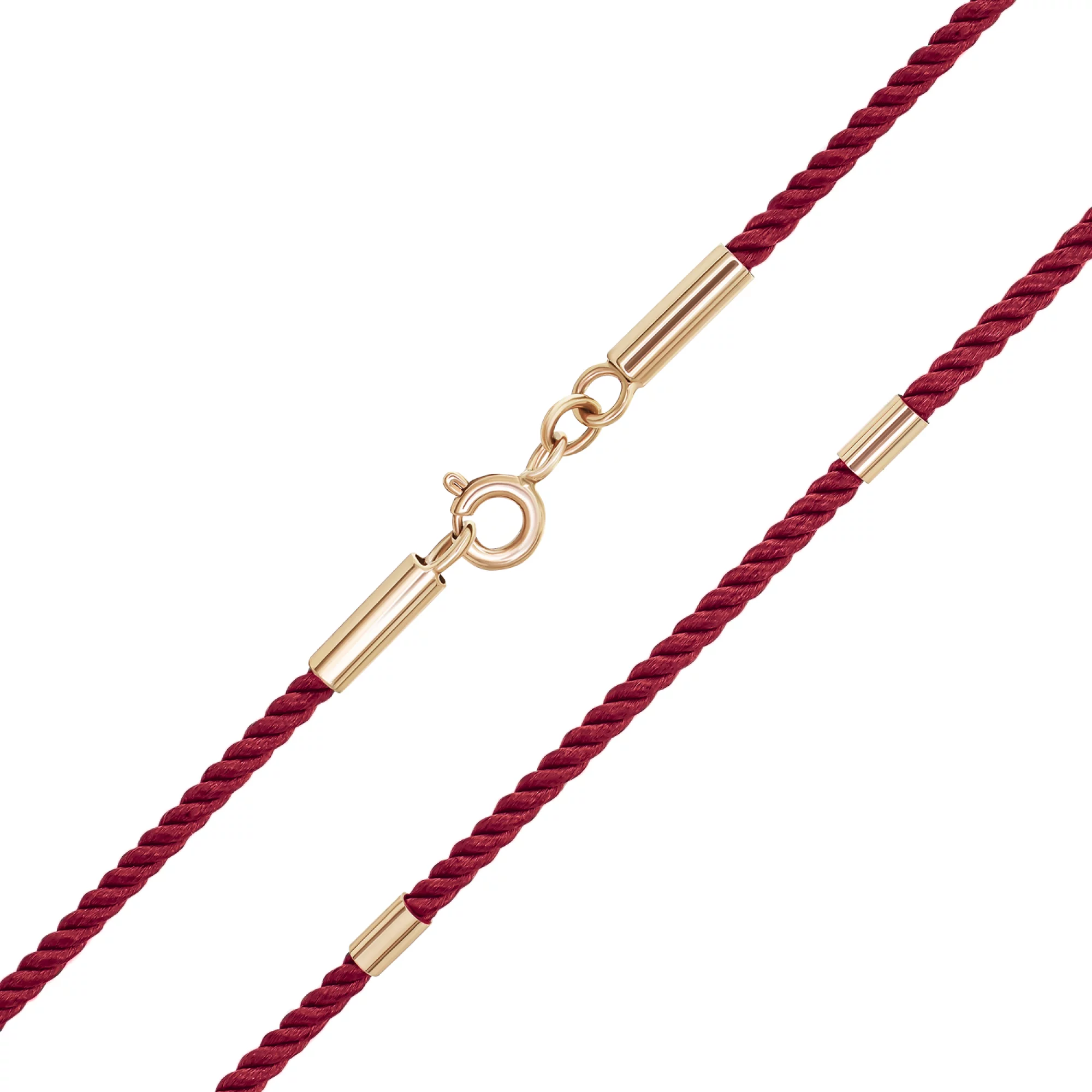 Красный шелковый шнурок с золотыми вставками - 1624809 – изображение 1