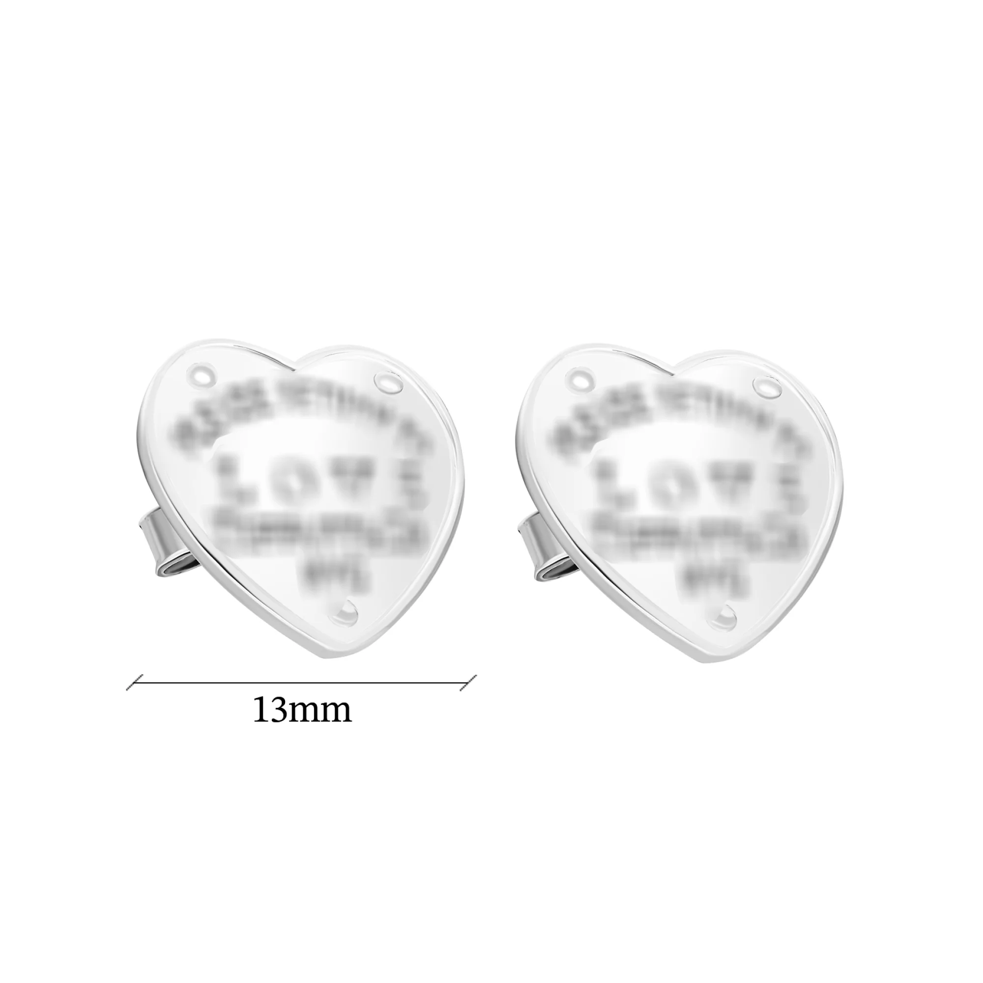 Серьги-гвоздики серебряные "Сердце" - 1599377 – изображение 3