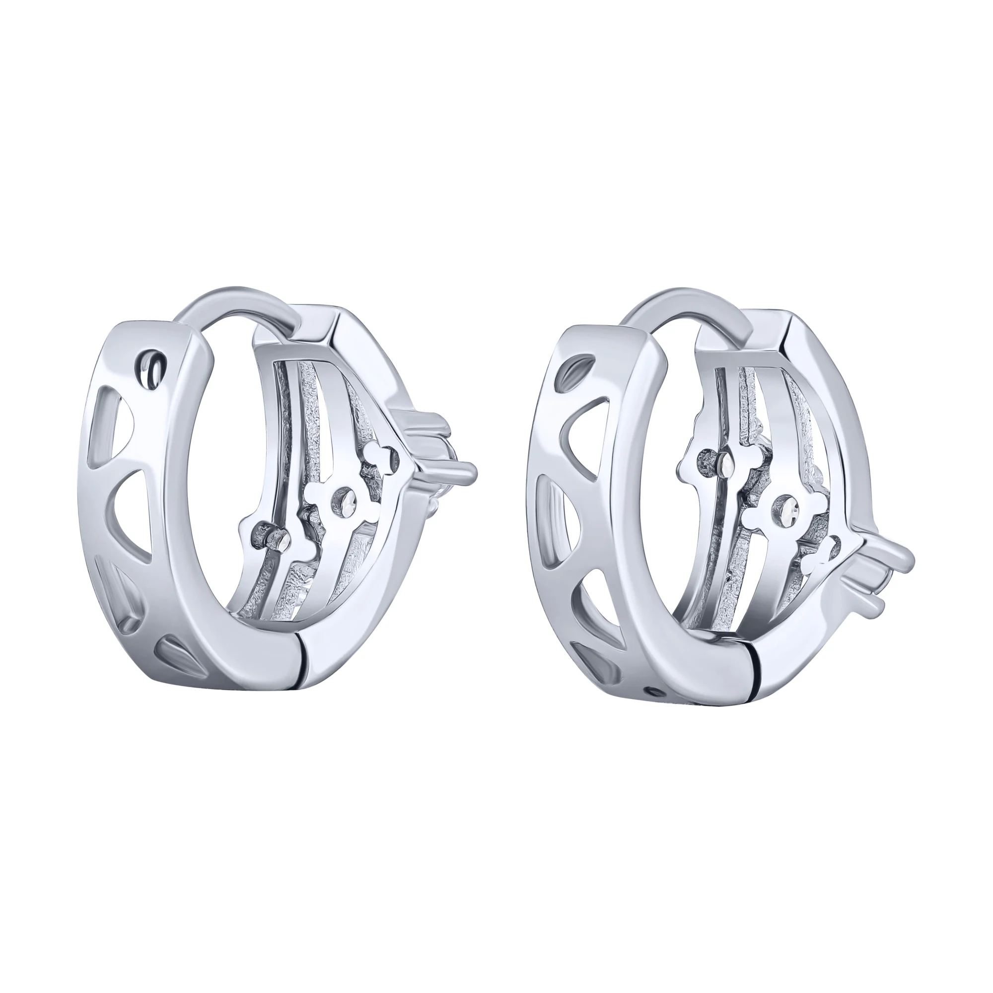 Серьги-кольца серебряные с фианитами - 2089717 - 2