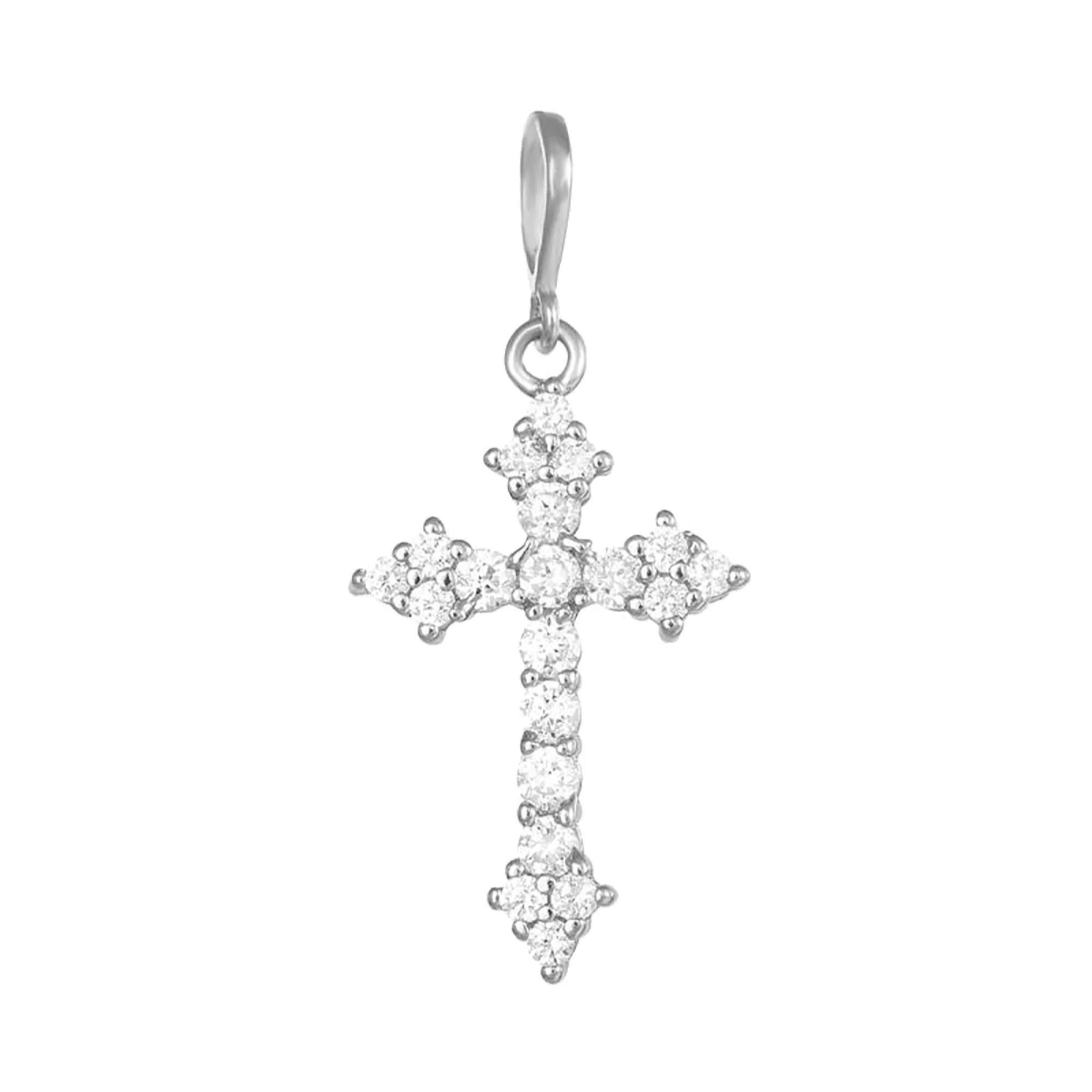 Серебряный крестик с фианитами - 421523 - 1