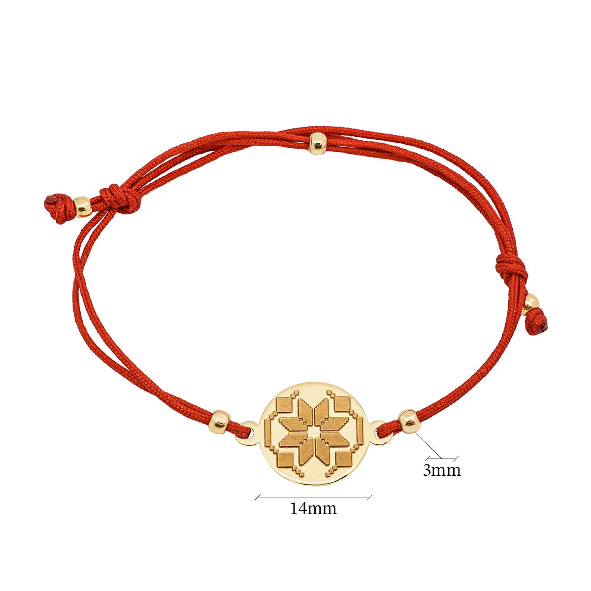 Шелковый браслет со вставкой из красного золота "Фрагмент орнамента"  - 1315859 – изображение 2