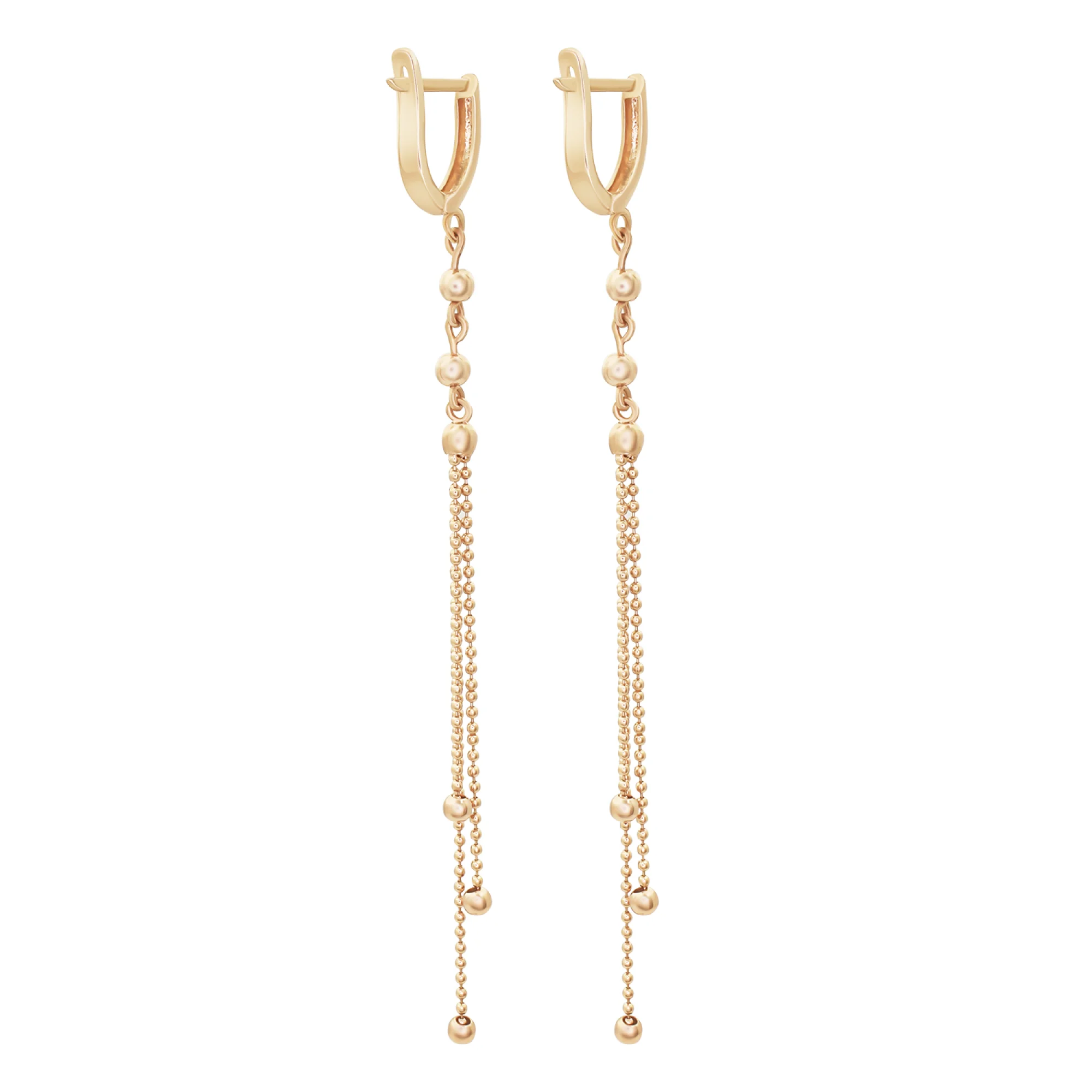 Сережки с подвесными шариками из красного золота - 1545580 - 4