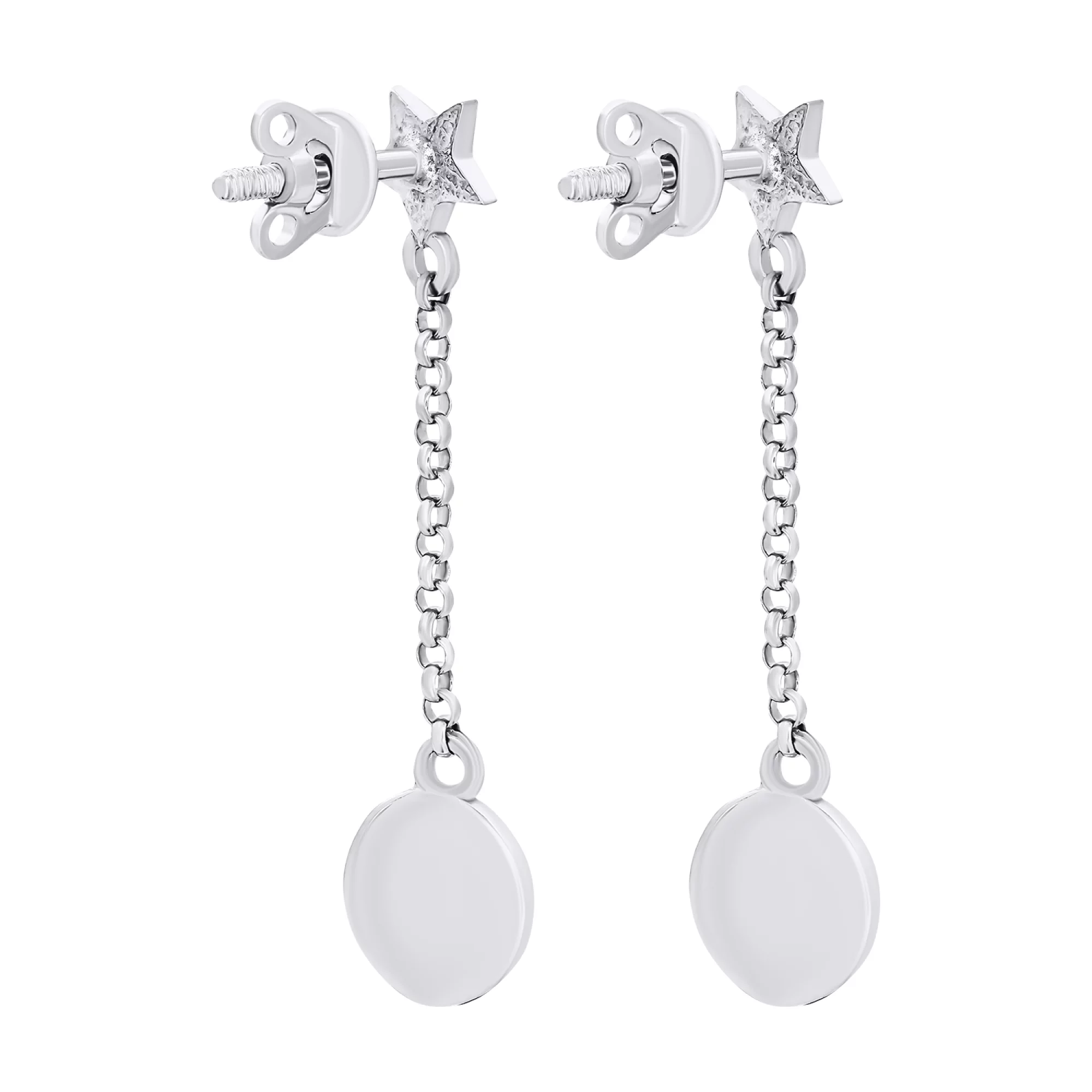 Срібні сережки-гвоздики з підвісками "Сяйво Місяця" - 1548787 – зображення 2