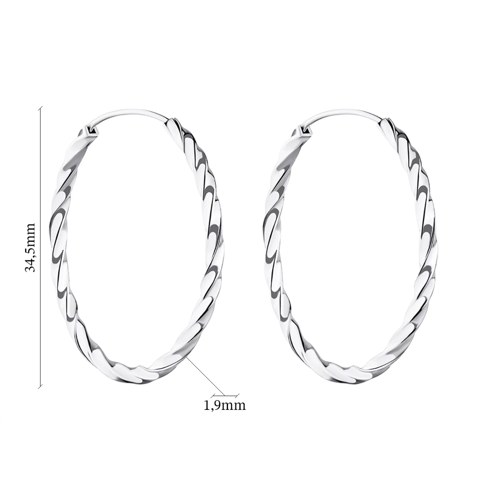 Сережки-кольца из серебра  - 1309379 – изображение 2