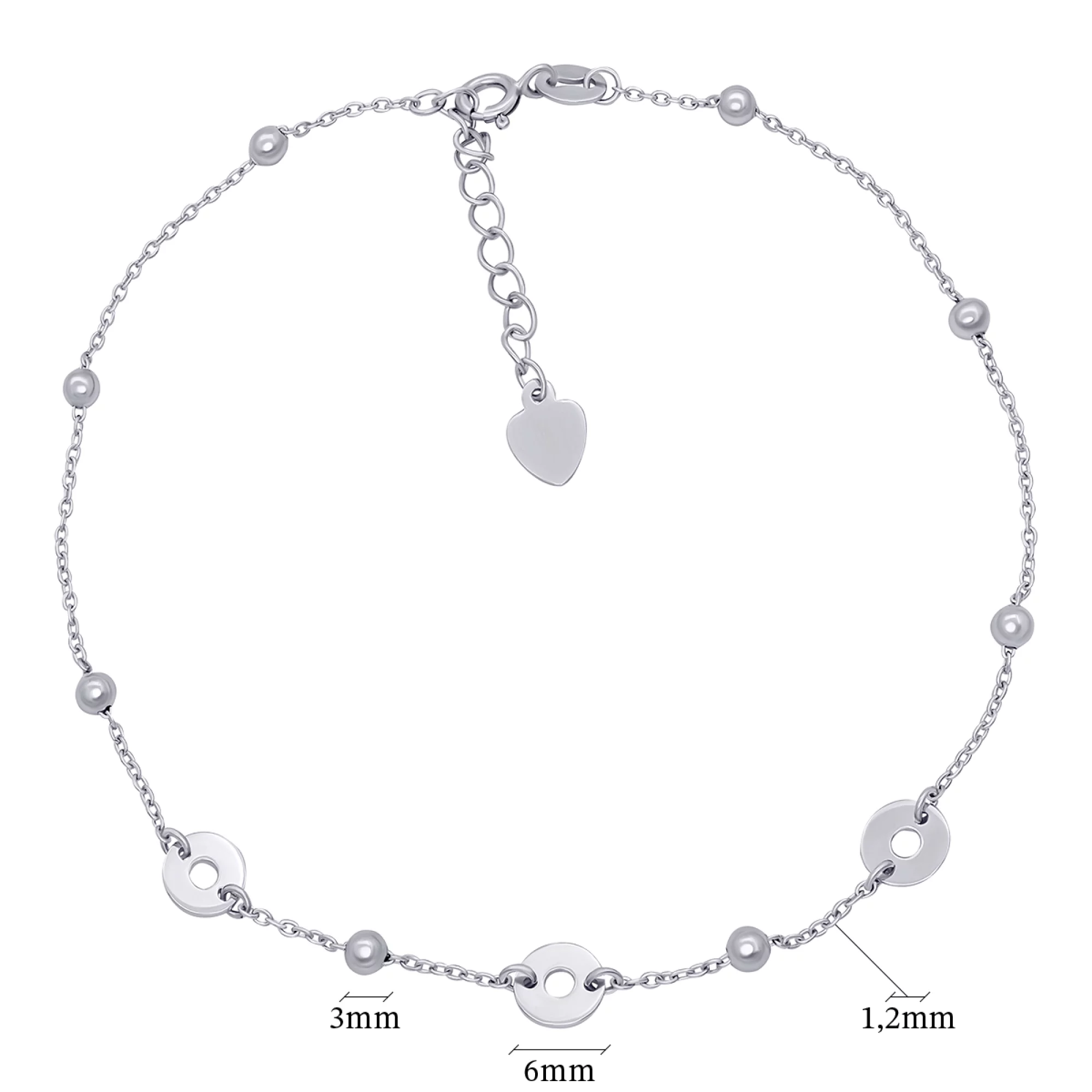 Срібний браслет на ногу в плетінні якір - 896675 – зображення 2