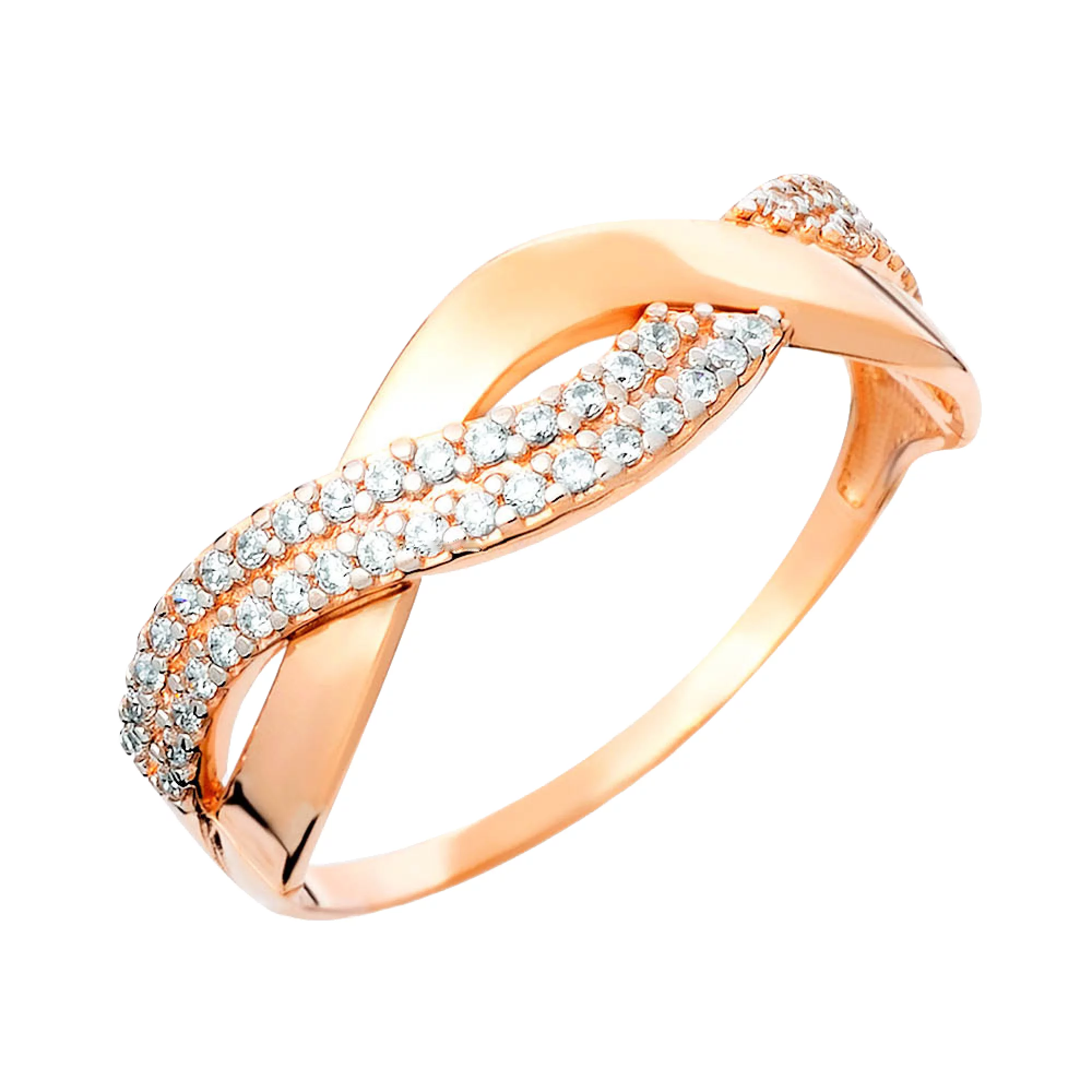 Золотое кольцо с фианитом - 585267 – изображение 1