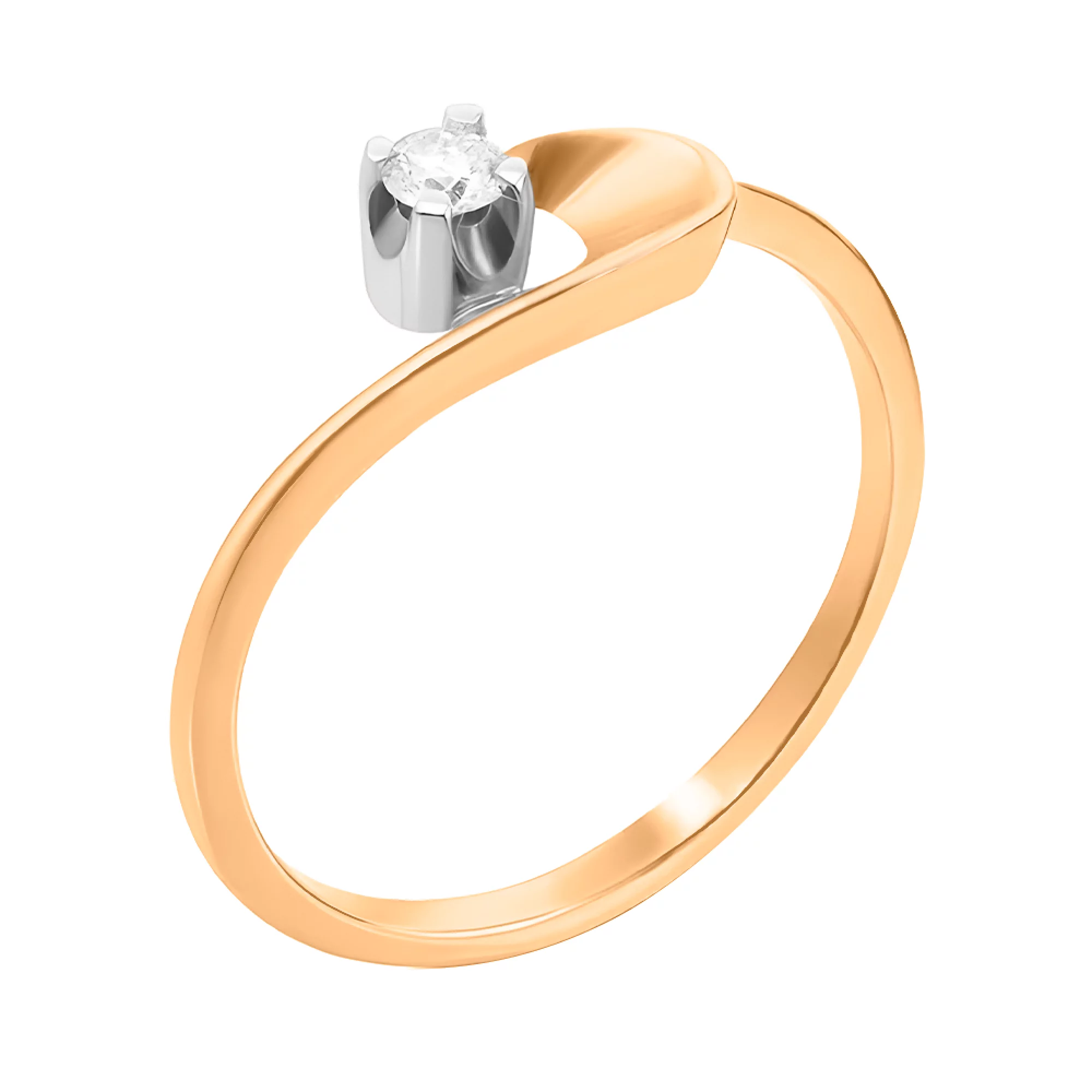 Кольцо из красного золота с бриллиантом - 1553086 – изображение 1
