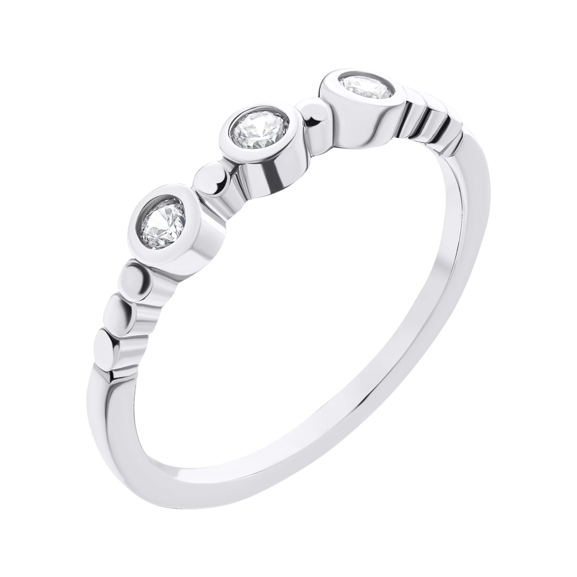 Серебряное тонкое кольцо с фианитами - 1520545 – изображение 1