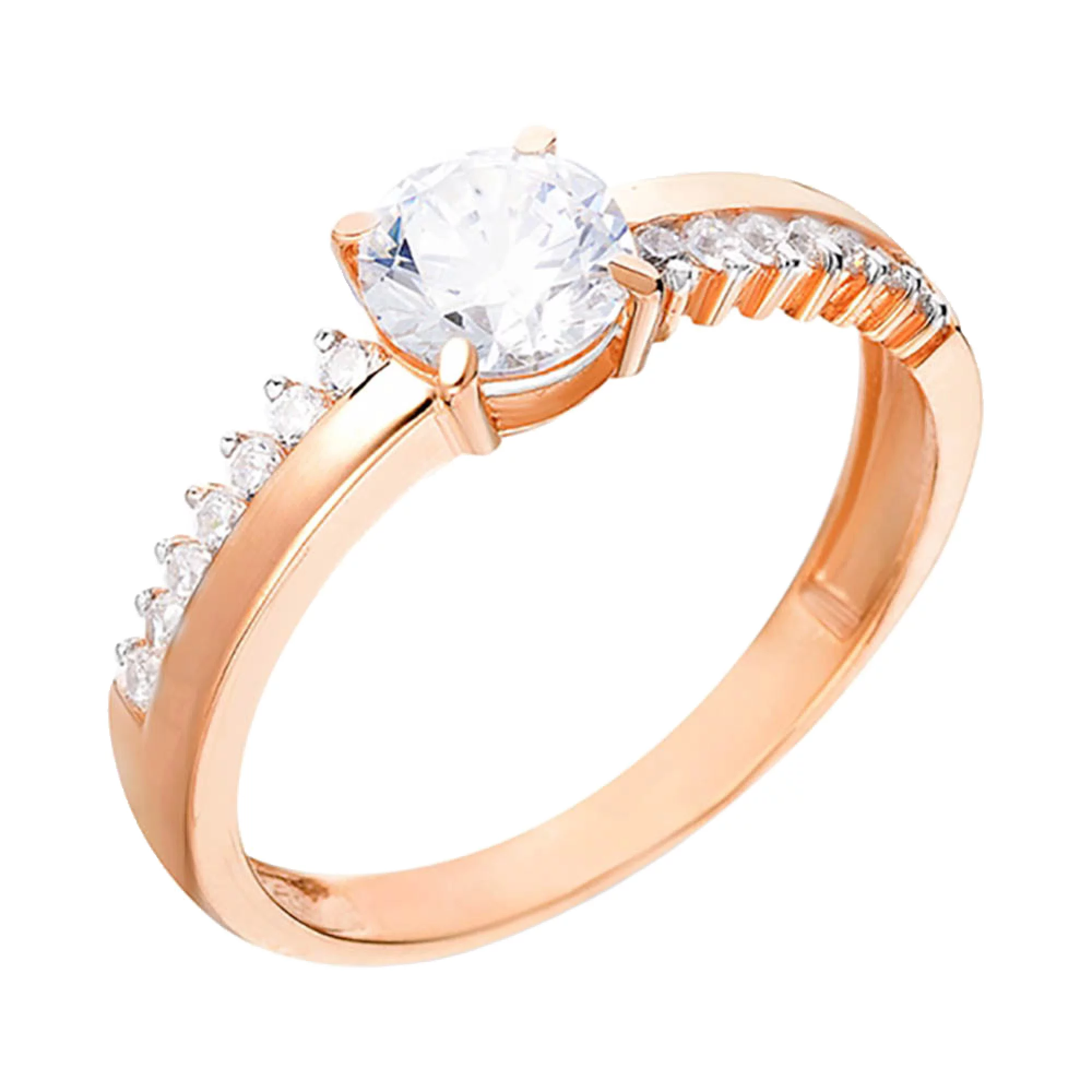 Золотое кольцо с фианитом - 1391688 – изображение 1