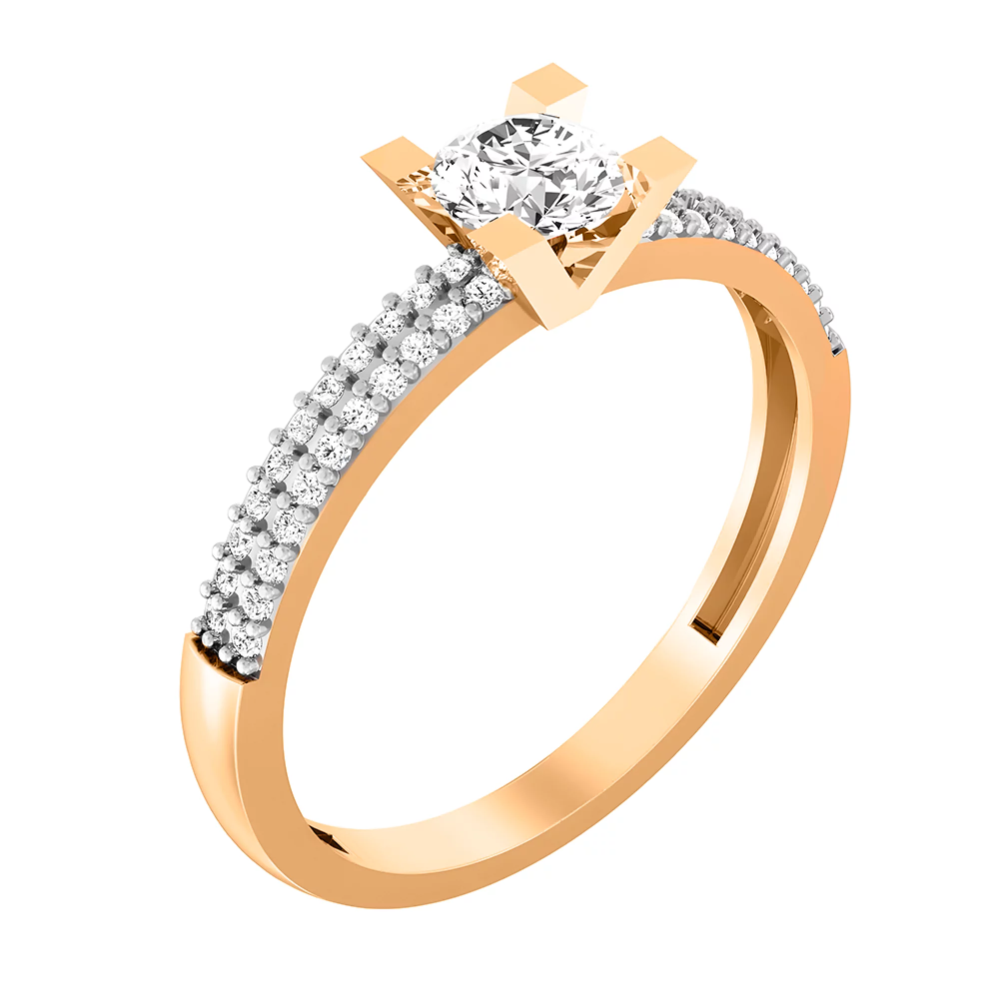 Золотое кольцо с фианитом - 1392261 – изображение 1
