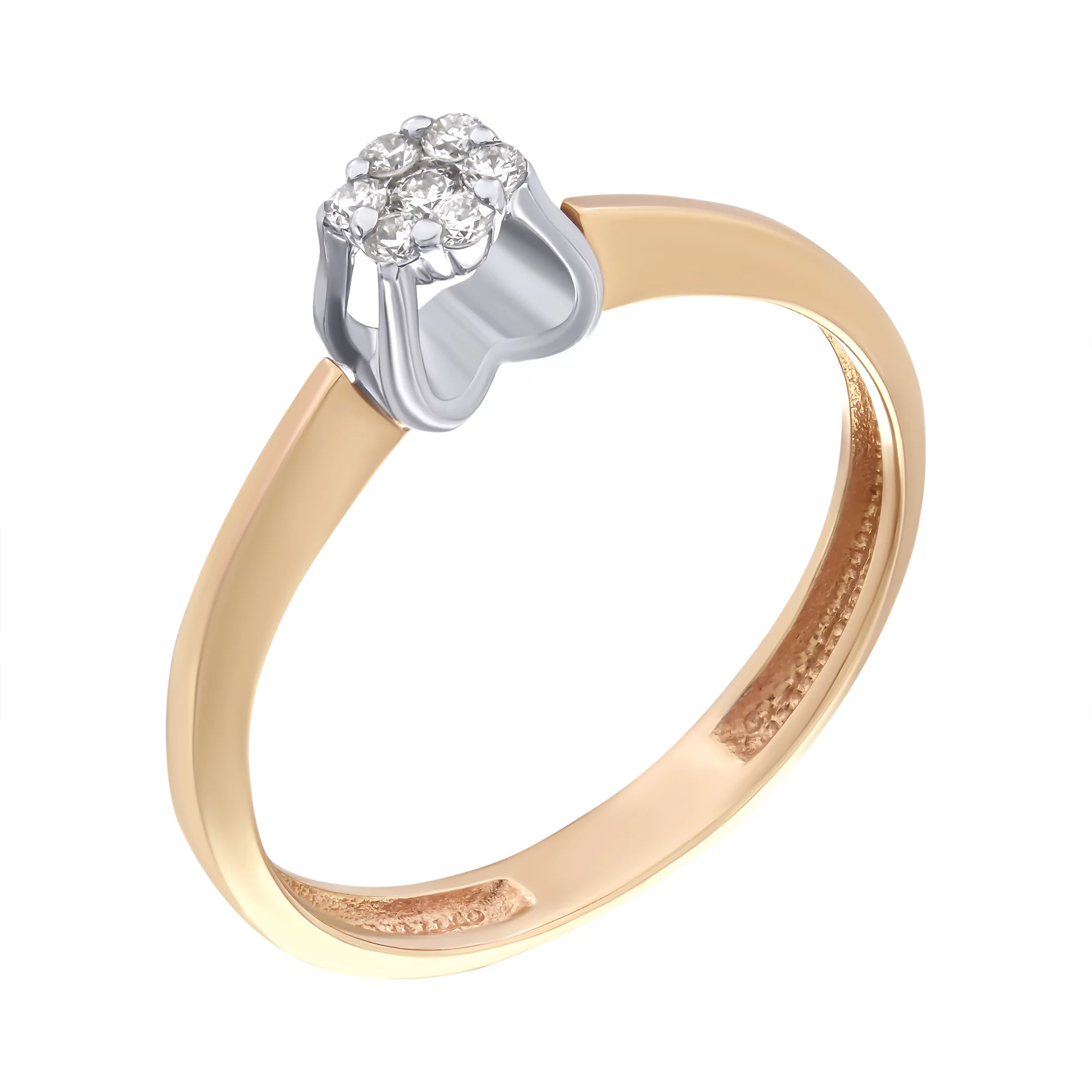 Кольцо из красного золота с бриллиантом - 511541 – изображение 1