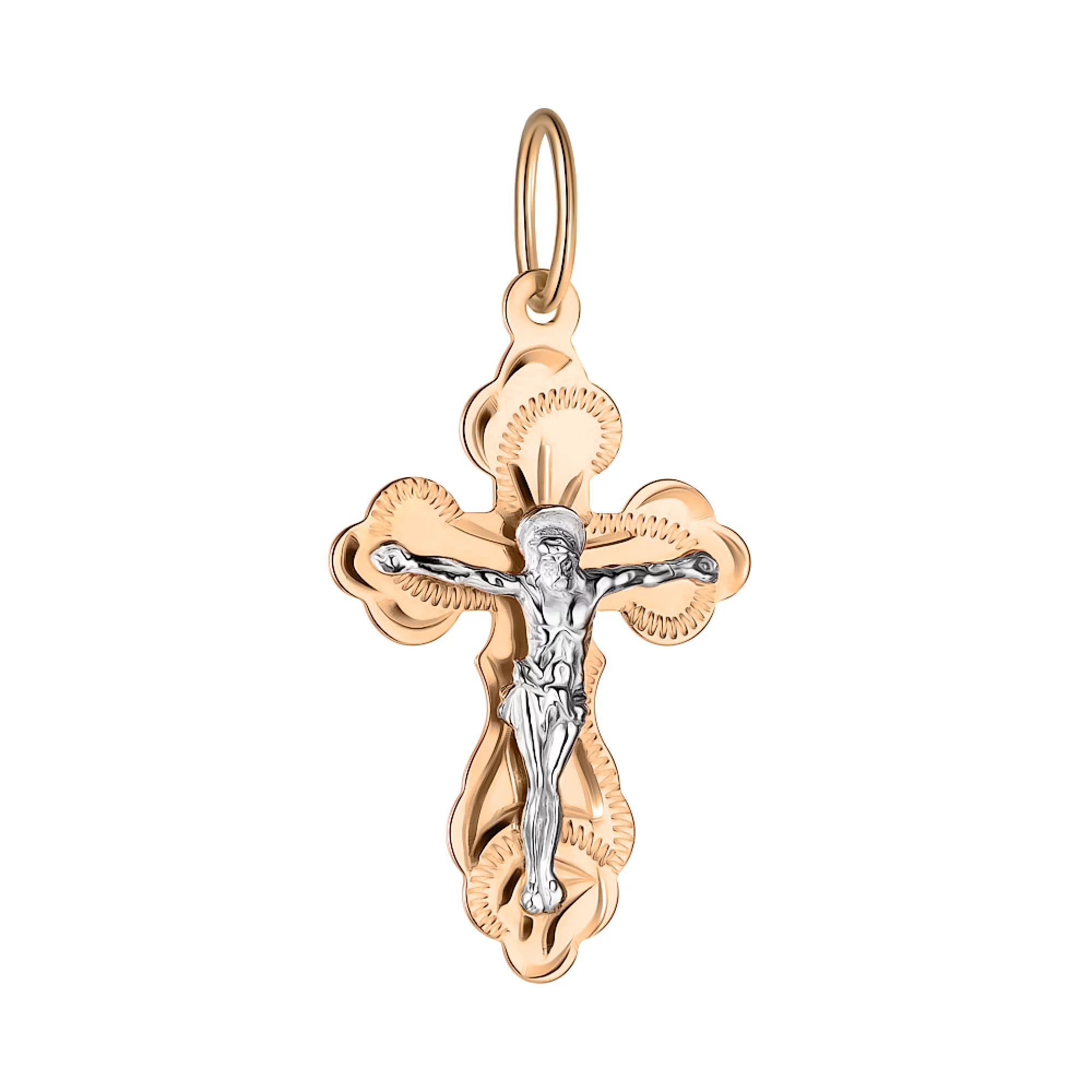 Крестик из красного золота с алмазной гранью - 1518140 – изображение 1