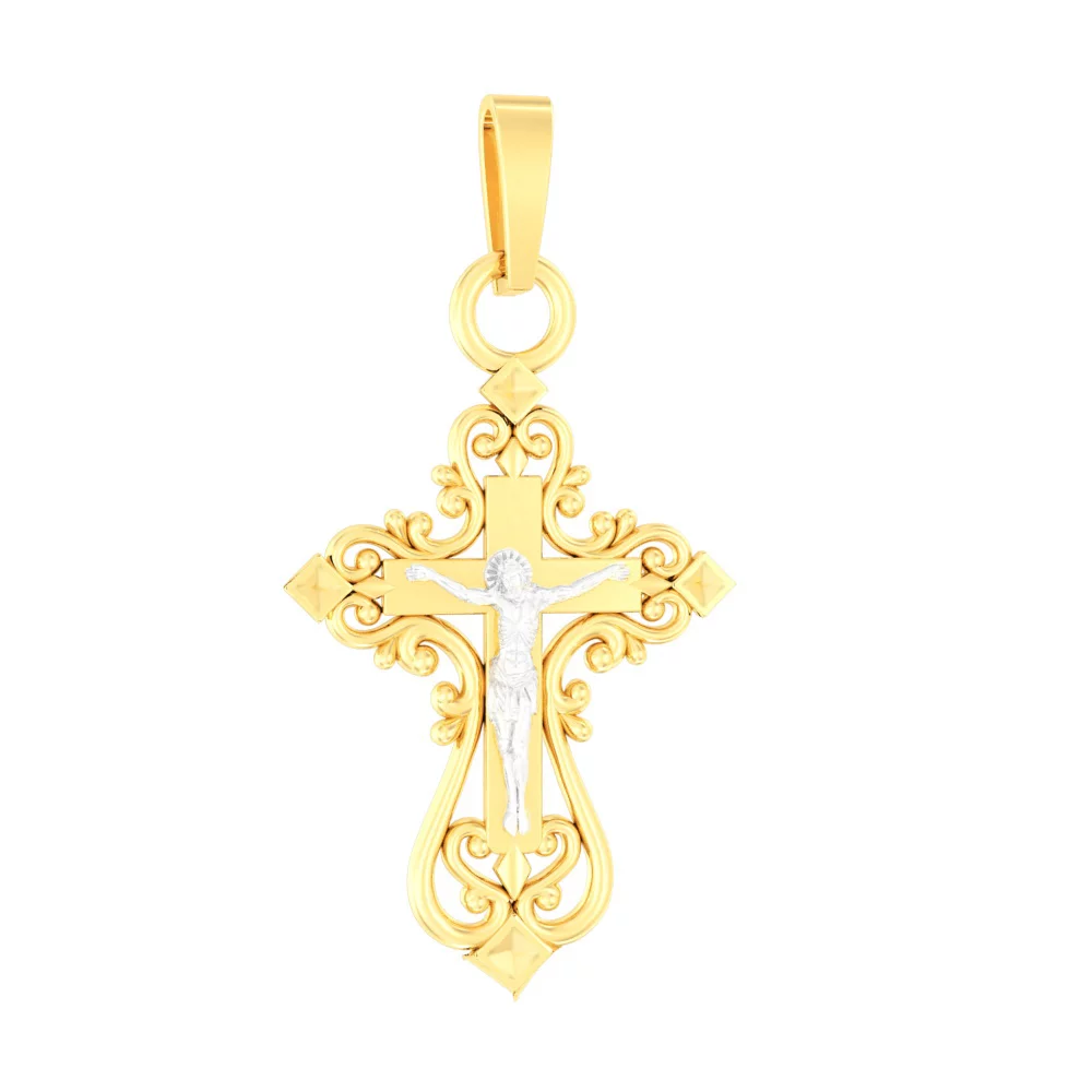 Крестик из комбинированого золота. Артикул 501353ж: цена, отзывы, фото – купить в интернет-магазине AURUM