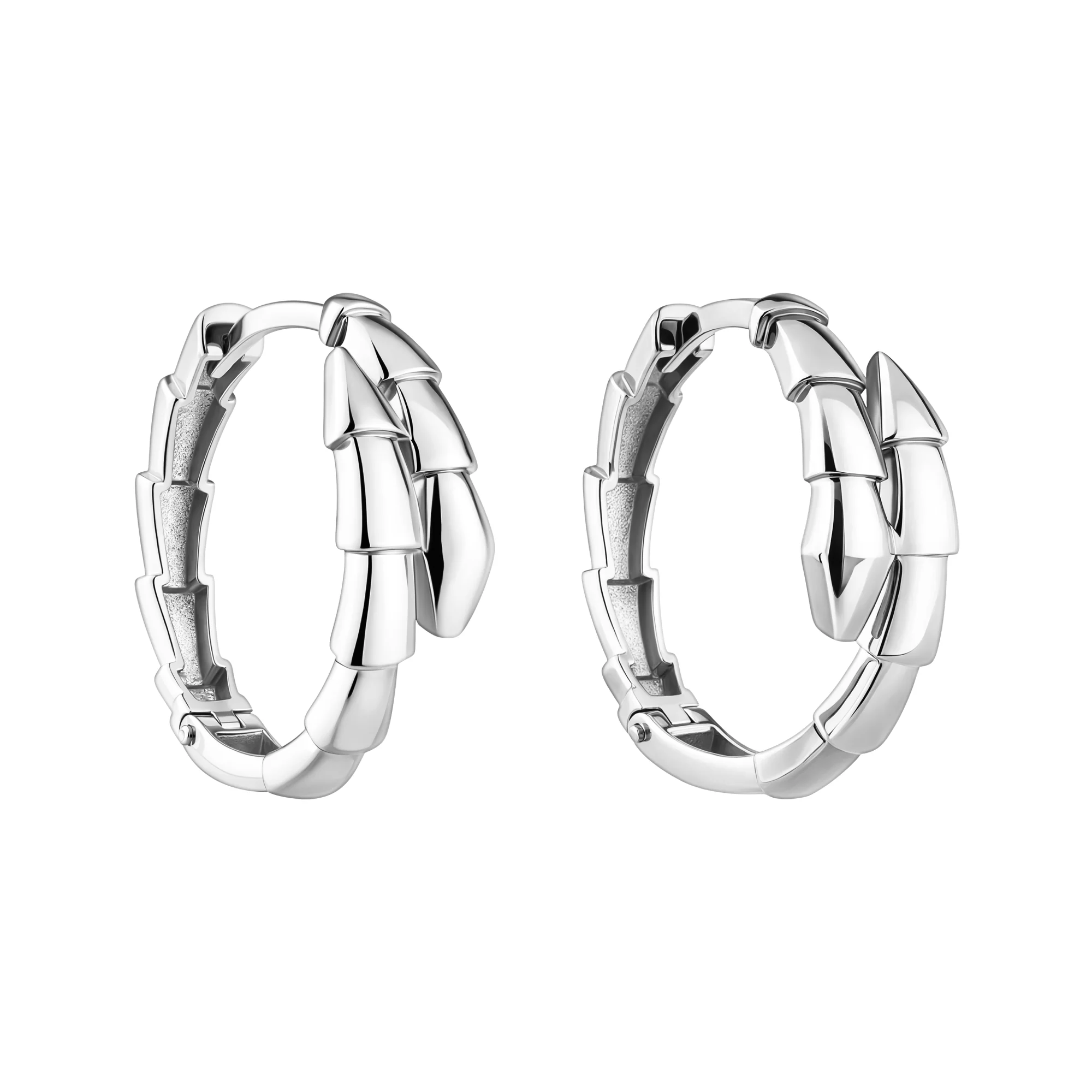 Серьги-кольца "Змея" из белого золота - 2149615 - 1