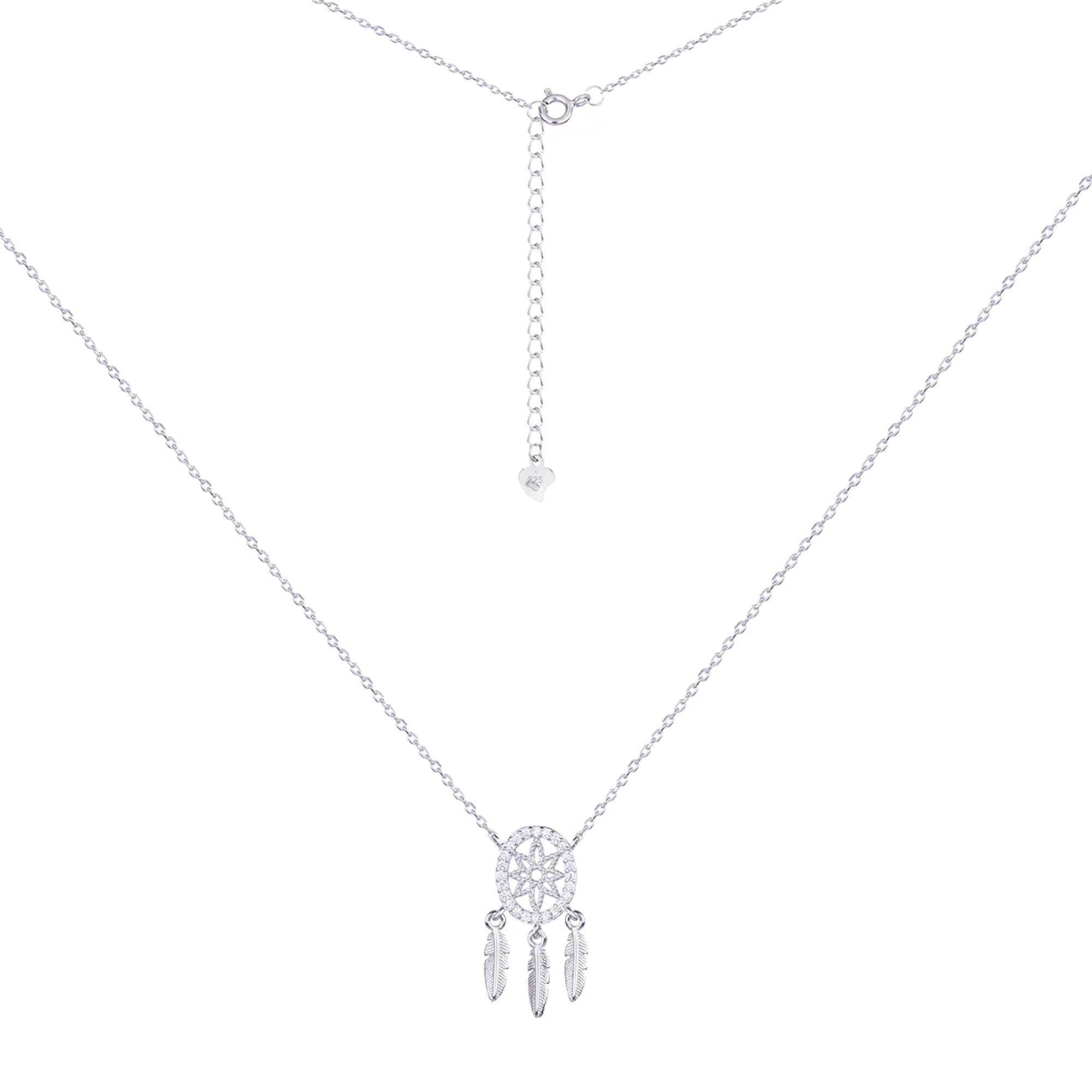 Колье серебряное Ловец снов с фианитом плетение Якорь - 431379 – изображение 1