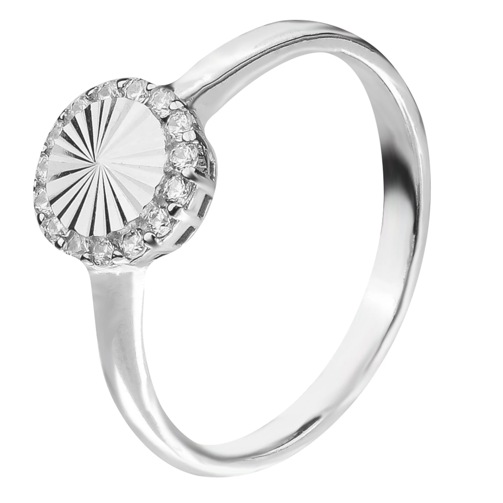Кольцо серебряное с фианитом - 850362 – изображение 1